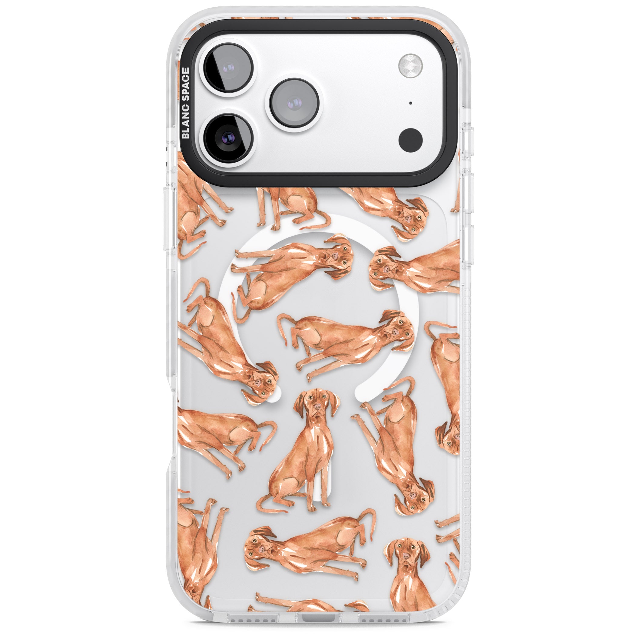 Hungarian Vizsla Watercolor Pattern iPhone 17 Pro Impact Pro Clear Phone Case