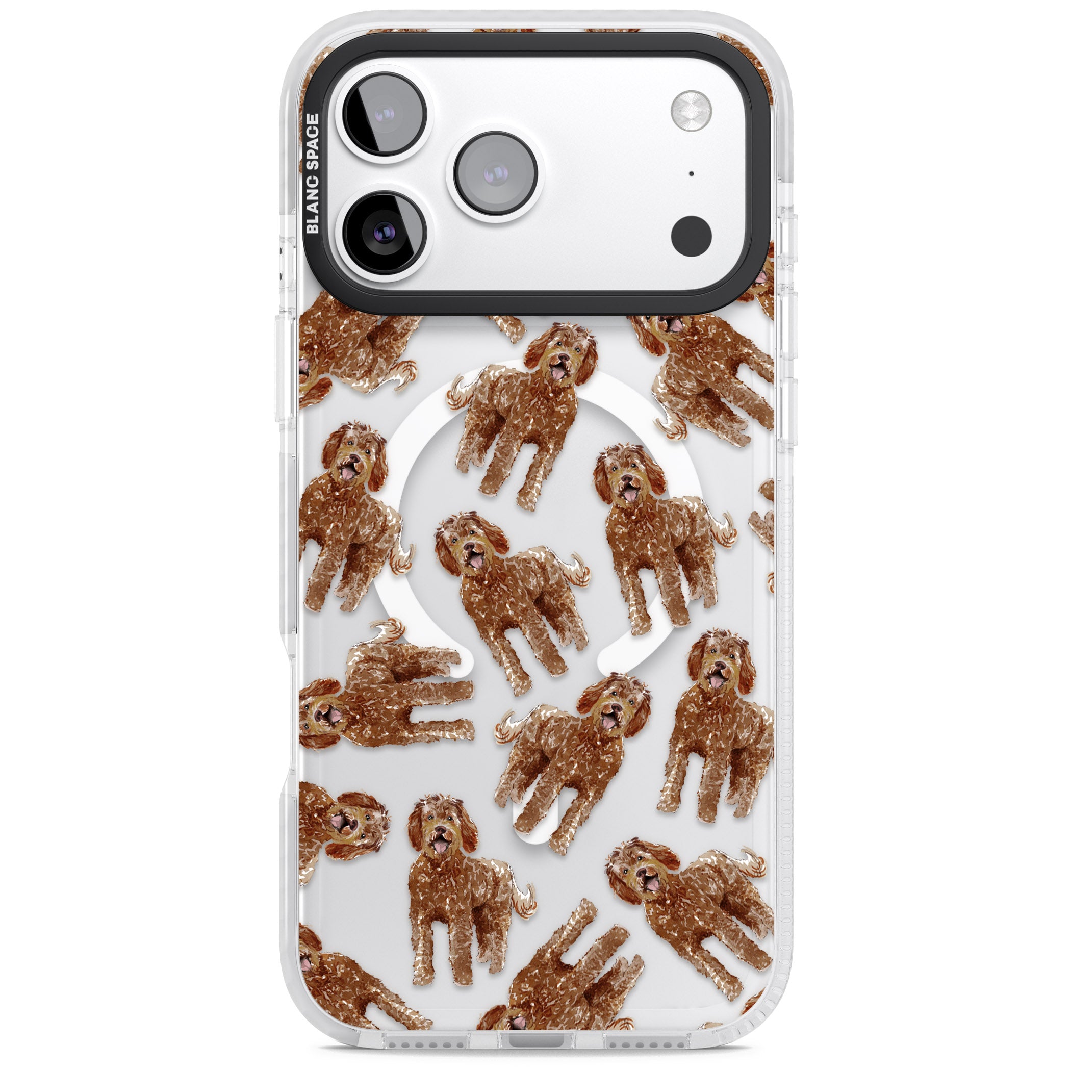 Labradoodle Brown Pattern iPhone 17 Pro Impact Pro Clear Phone Case
