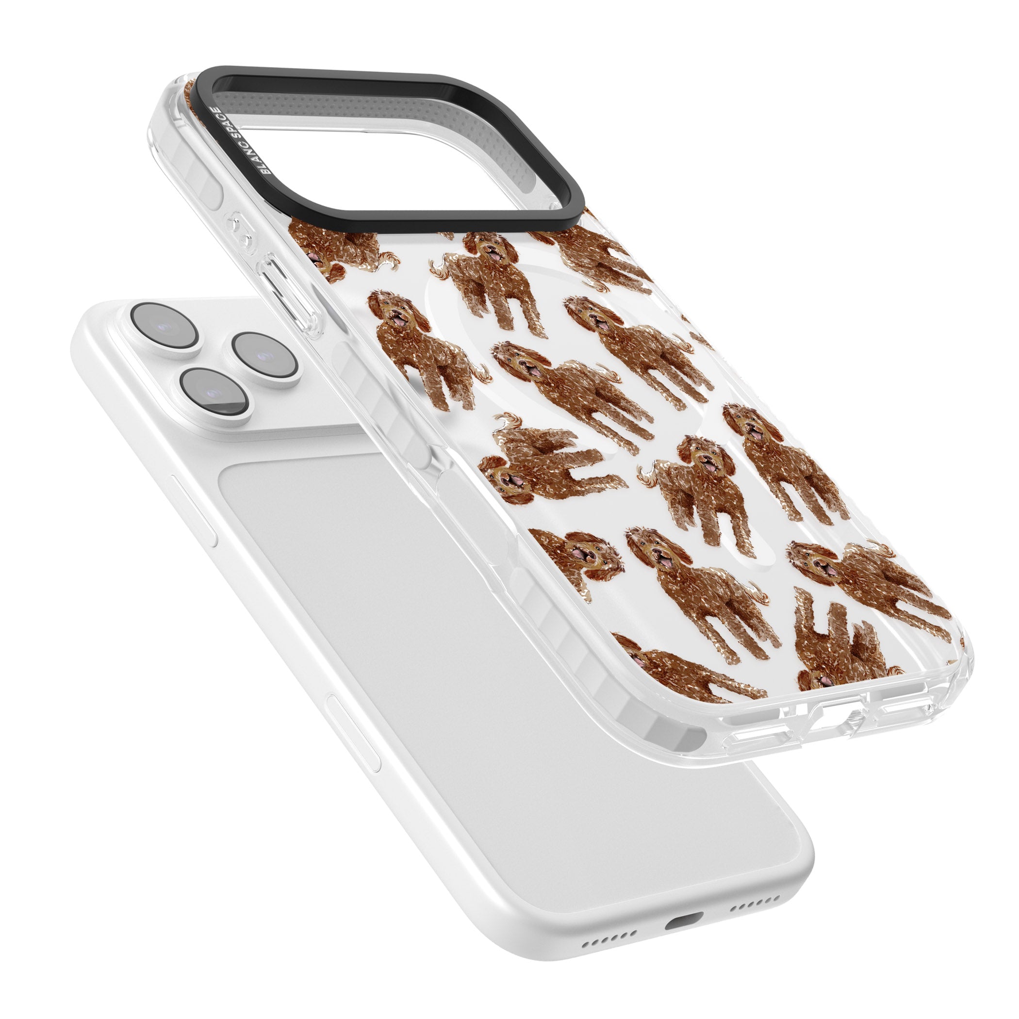 Labradoodle Brown Pattern iPhone 17 Pro Impact Pro Clear Phone Case Colours