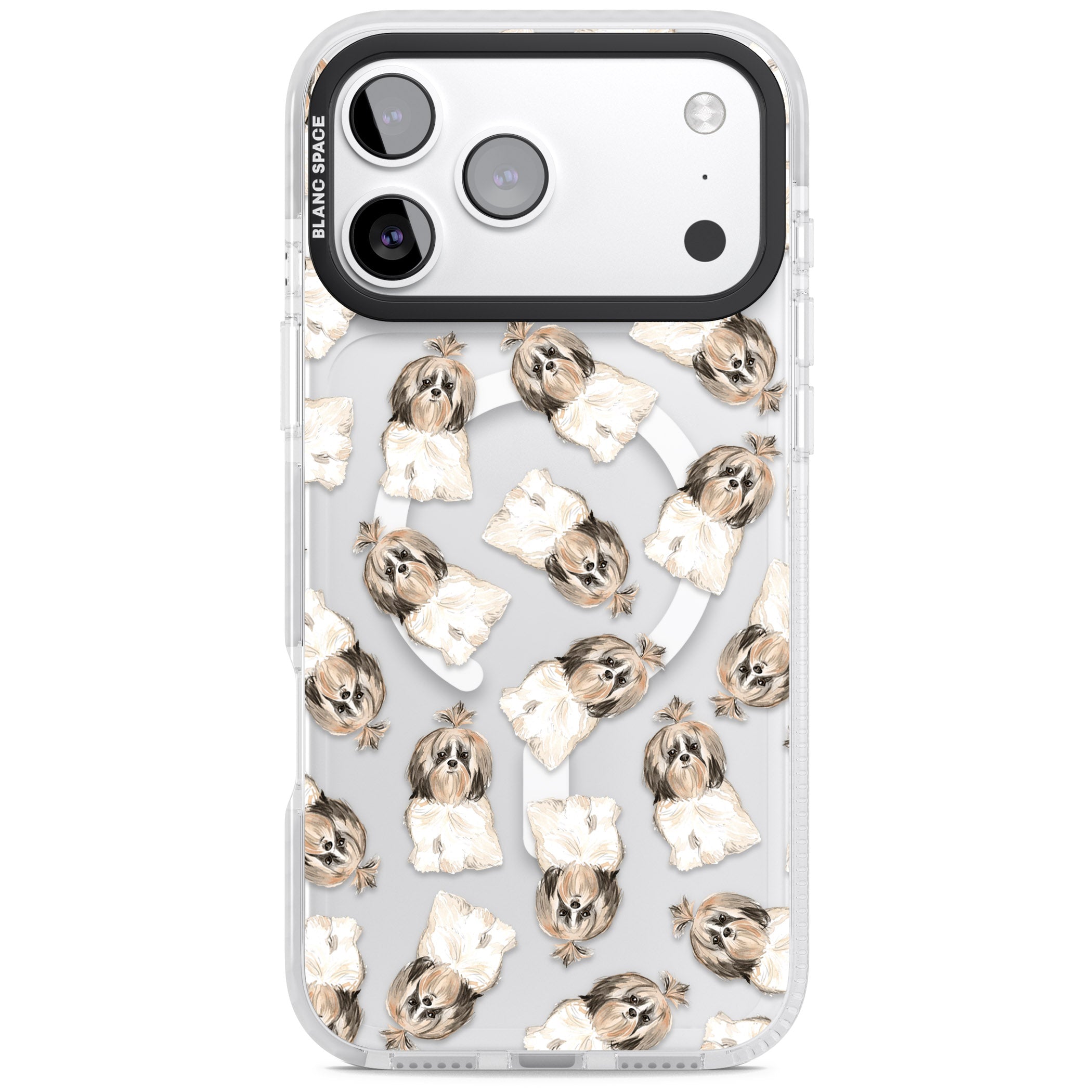 Shih Tzu Pattern Long Hair iPhone 17 Pro Impact Pro Clear Phone Case