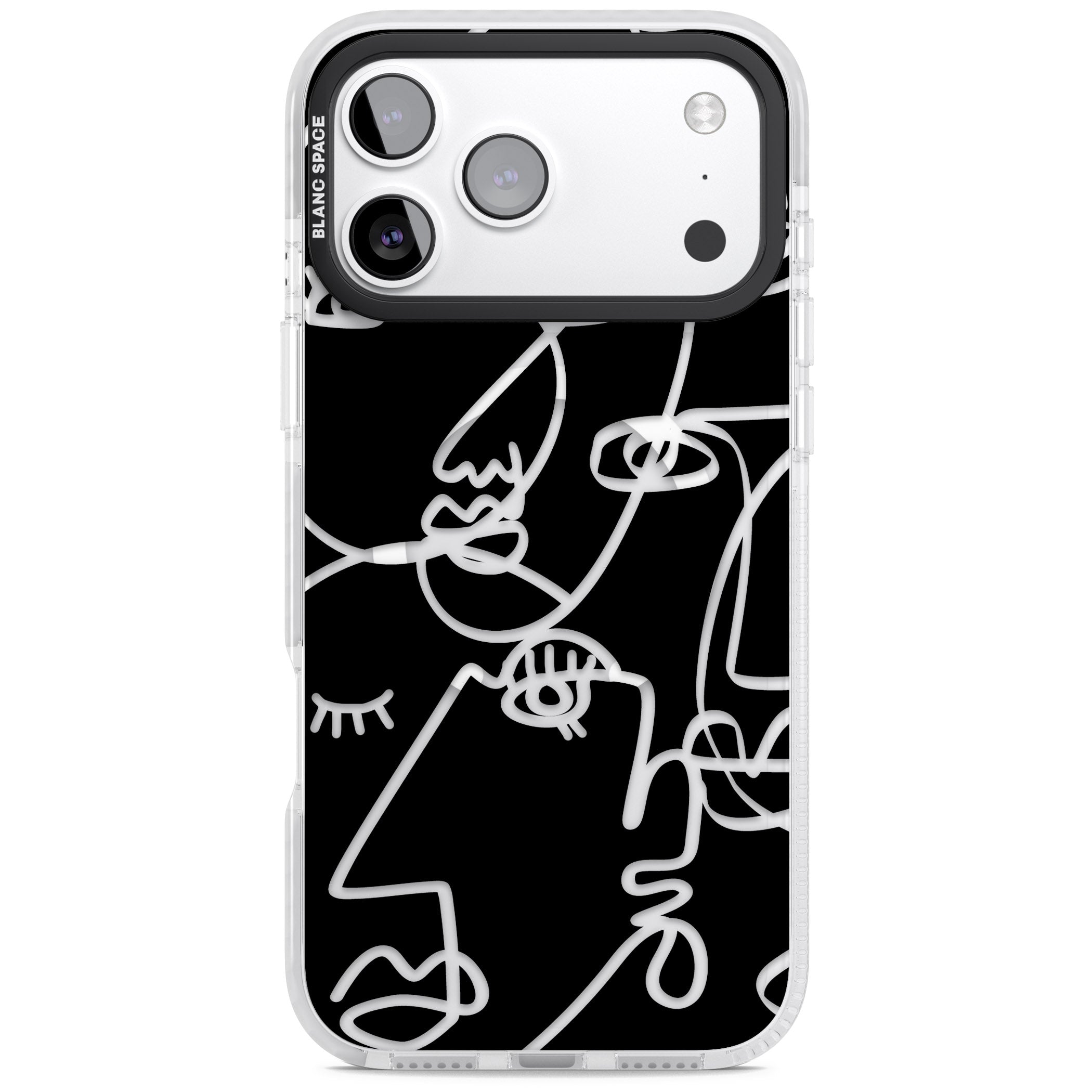 Abstract Line Art Clear Black iPhone 17 Pro Impact Pro Clear Phone Case