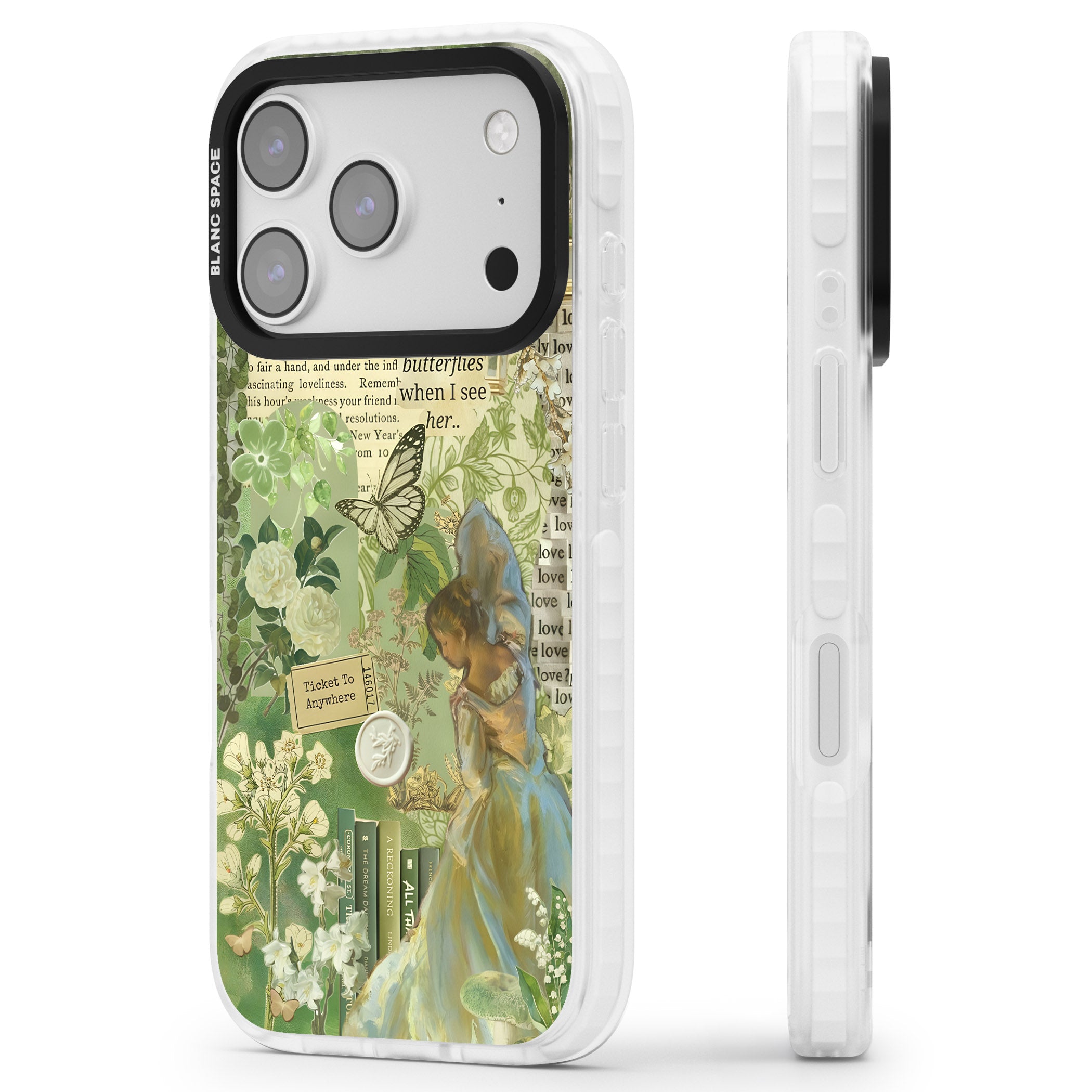 Vintage Green Fairy iPhone 17 Pro Impact Pro Clear Phone Case Side Profile