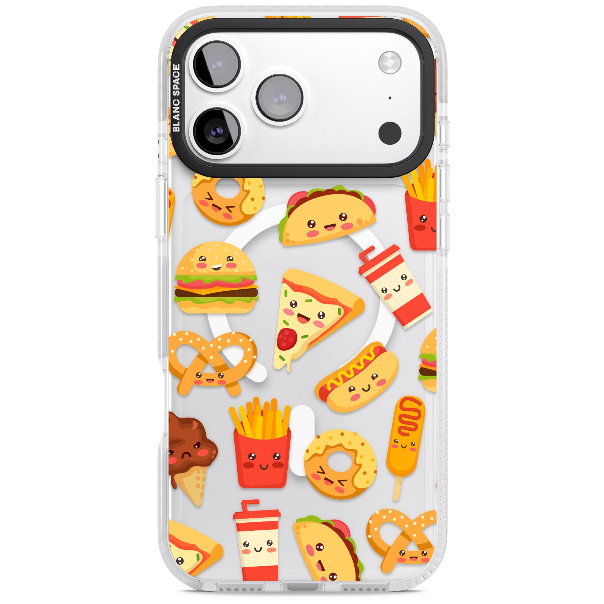 Fast Food Patterns Kawaii Fast Food Mix iPhone 17 Pro Impact Pro Clear Phone Case