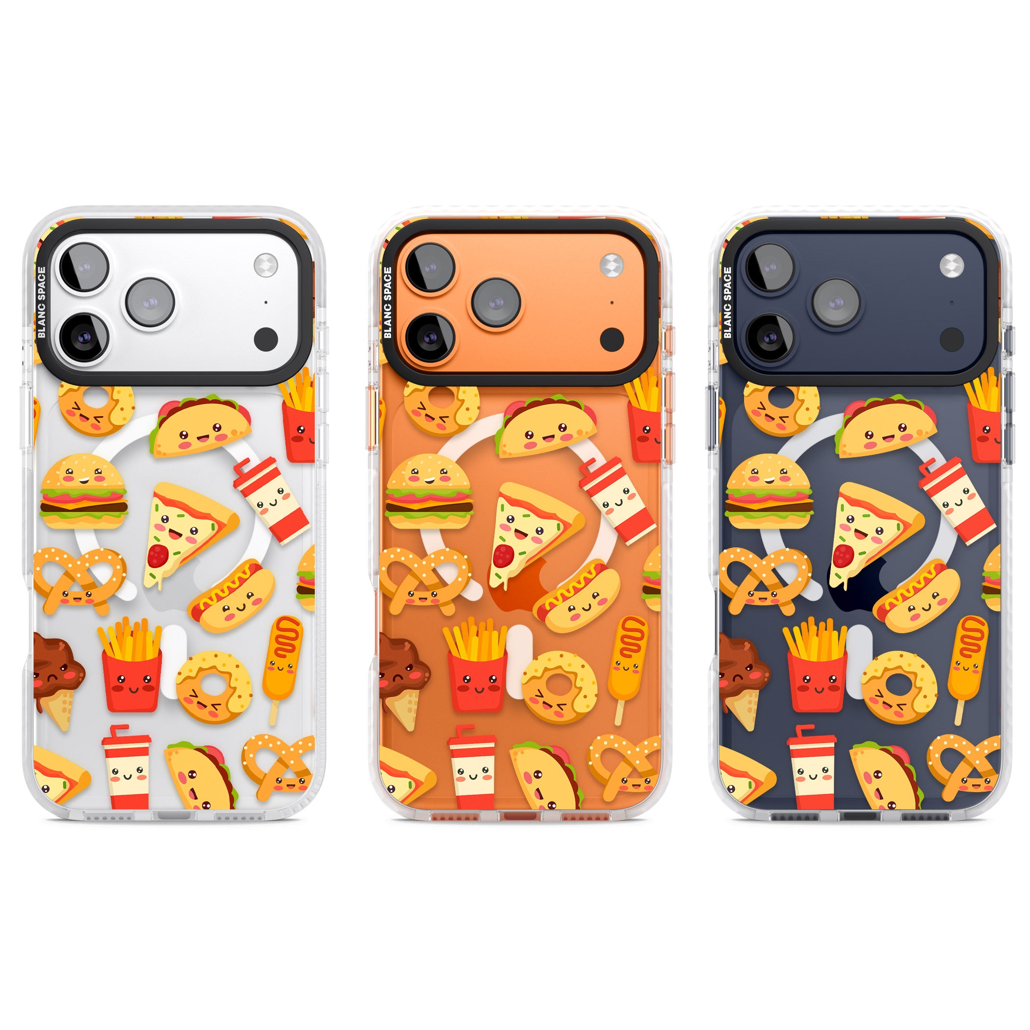Fast Food Patterns Kawaii Fast Food Mix iPhone 17 Pro Impact Pro Clear Phone Case APT Impact Protection