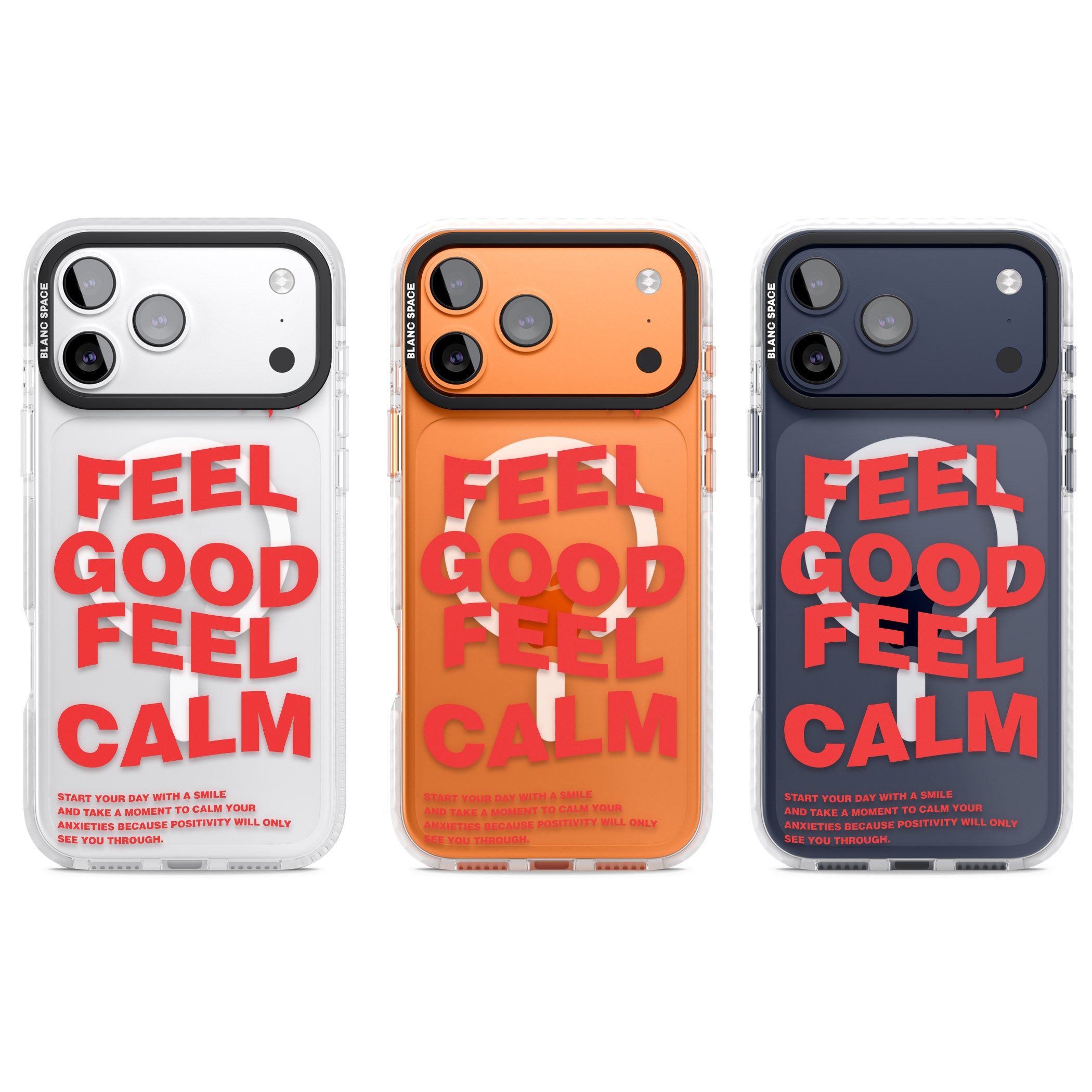 Feel Good Feel Calm (Red) iPhone 17 Pro Impact Pro Clear Phone Case APT Impact Protection