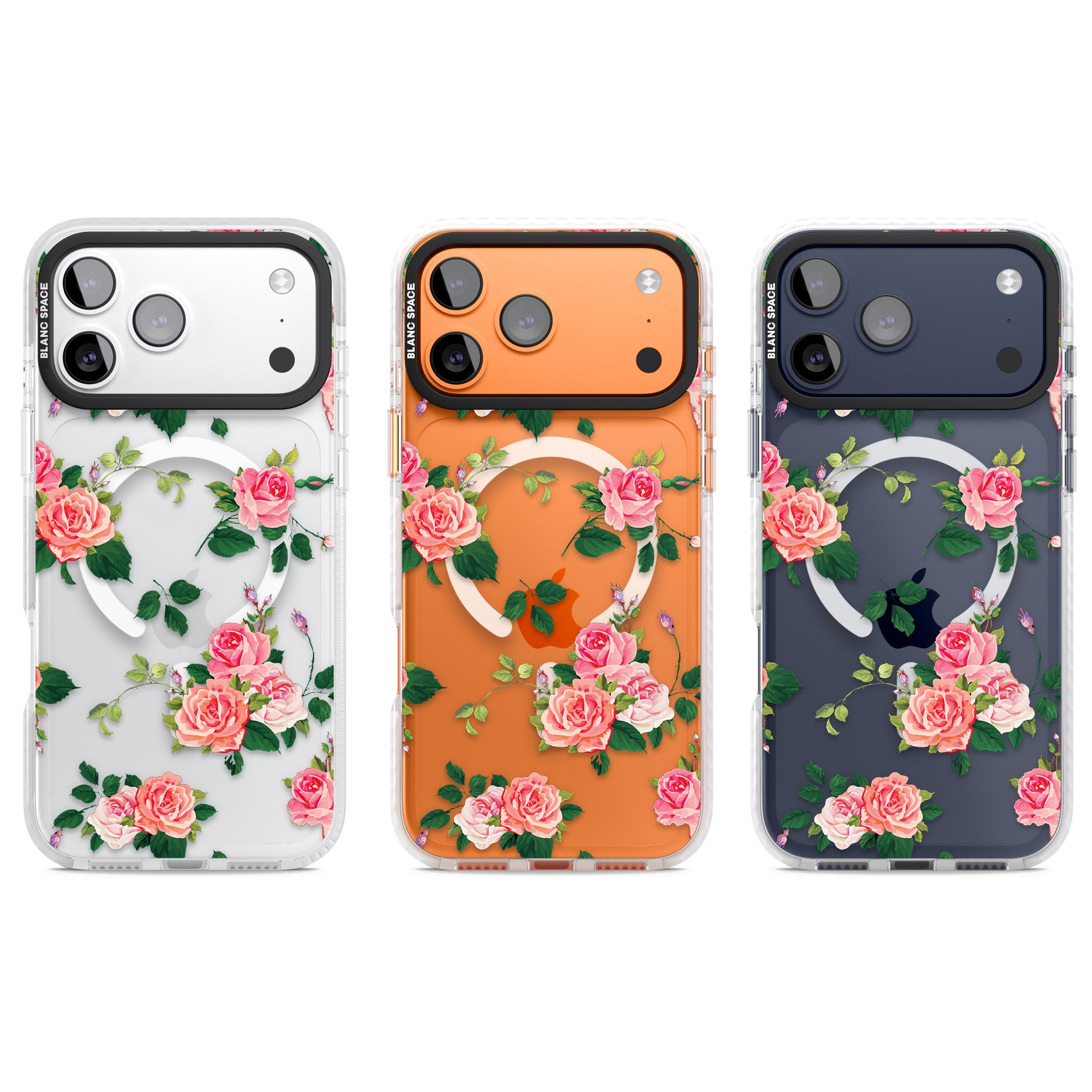 Pink Roses iPhone 17 Pro Impact Pro Clear Phone Case APT Impact Protection