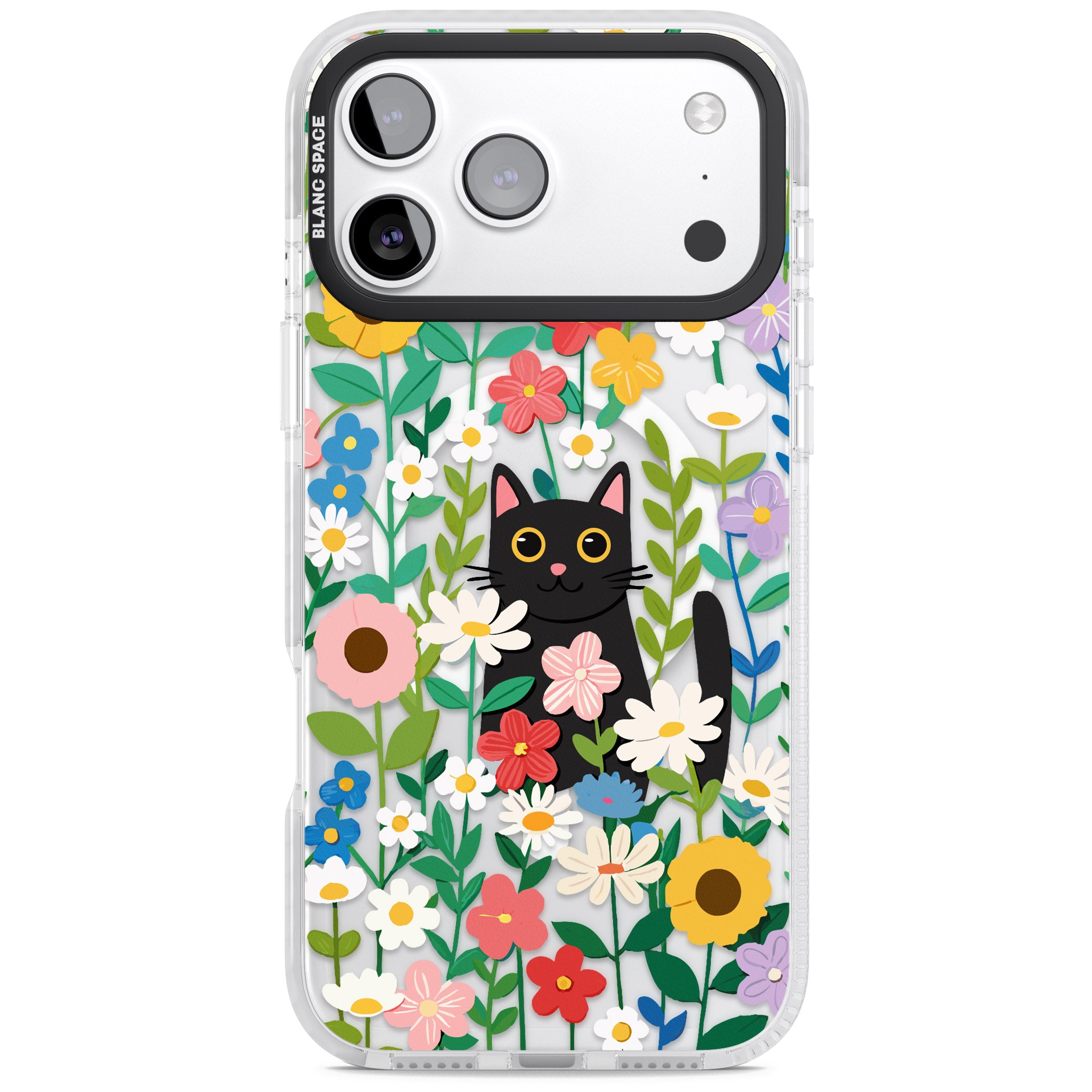 Whiskers & Wildflowers Cat iPhone 17 Pro Impact Pro Clear Phone Case