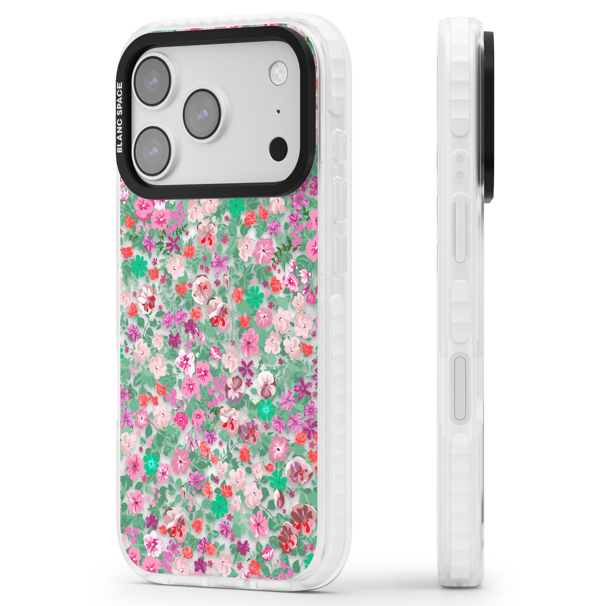 Florentine Meadow iPhone 17 Pro Impact Pro Clear Phone Case Side Profile