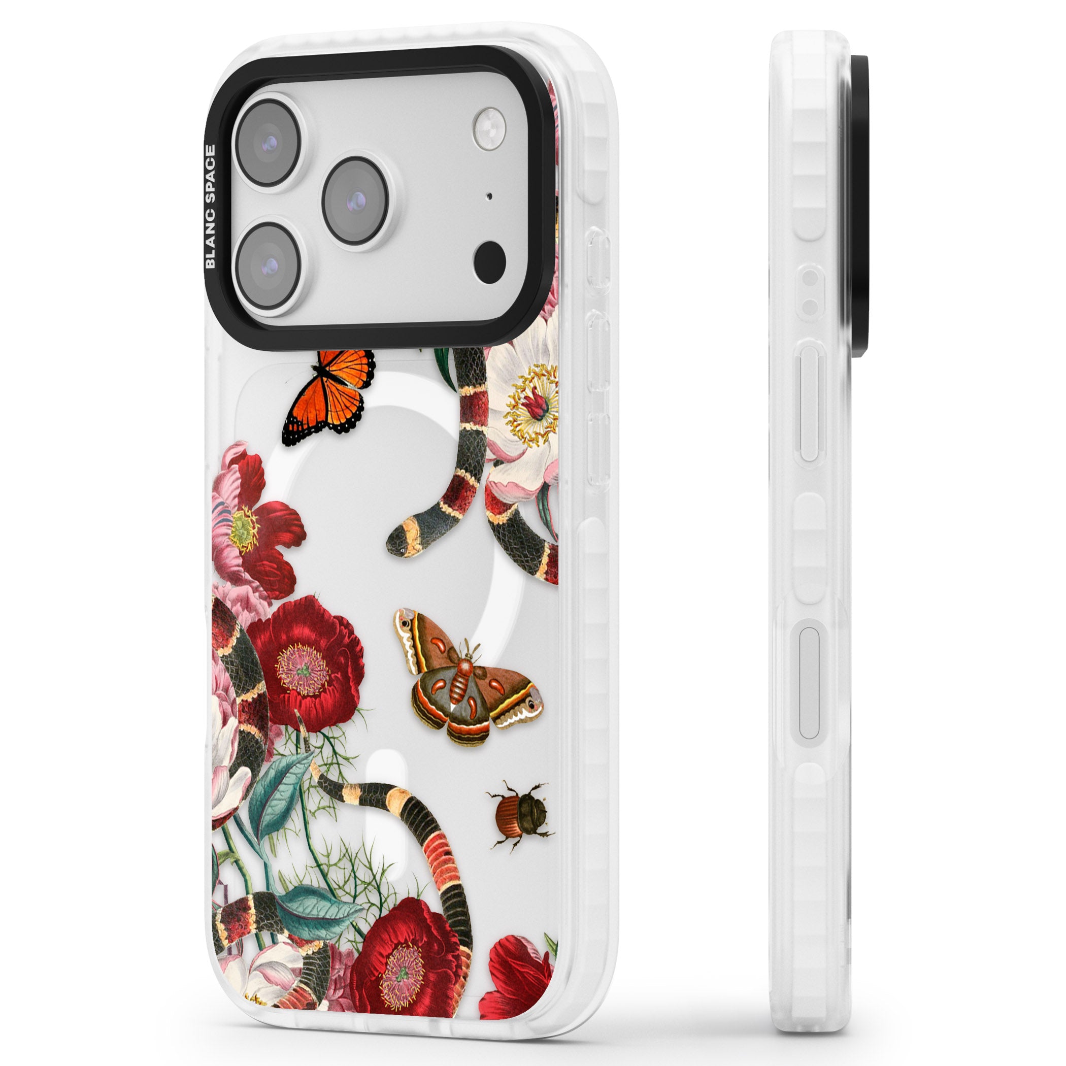 Botanical Snake iPhone 17 Pro Impact Pro Clear Phone Case Side Profile