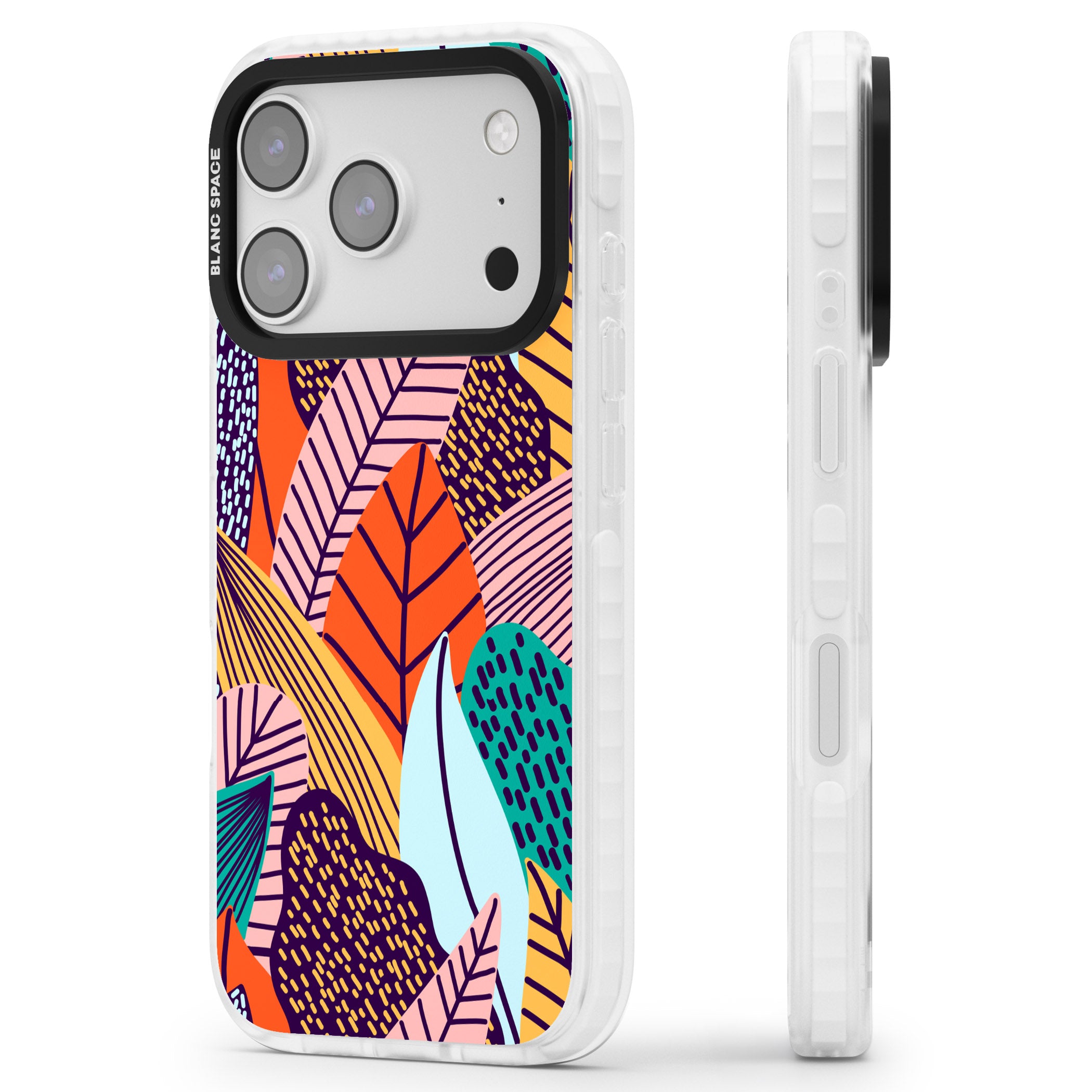 Abstract Leaves iPhone 17 Pro Impact Pro Clear Phone Case Side Profile