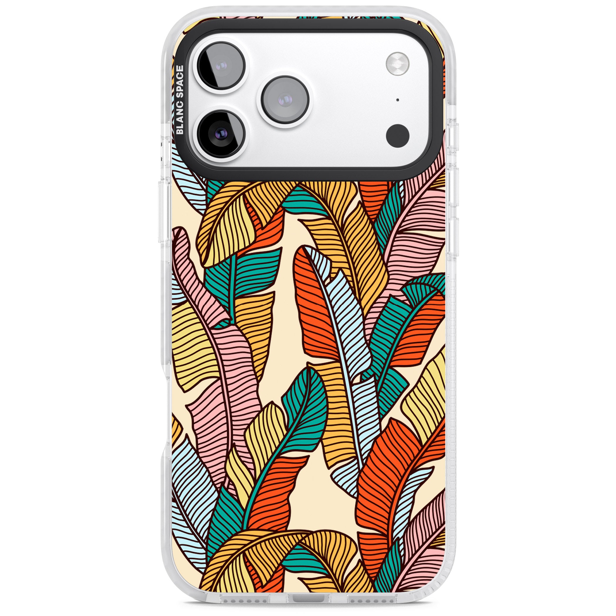 Pastel Palm Leaves iPhone 17 Pro Impact Pro Clear Phone Case