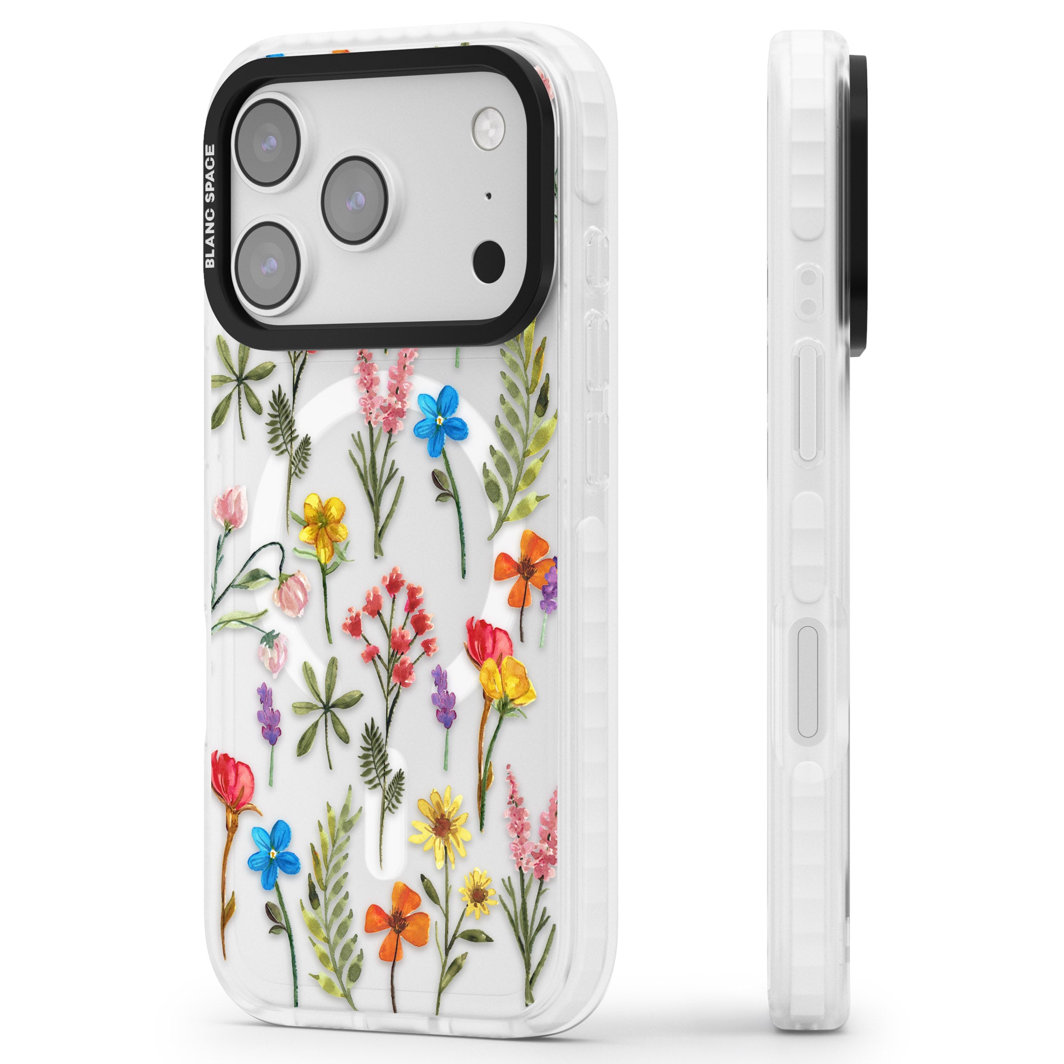 Spring Botanicals iPhone 17 Pro Impact Pro Clear Phone Case Side Profile