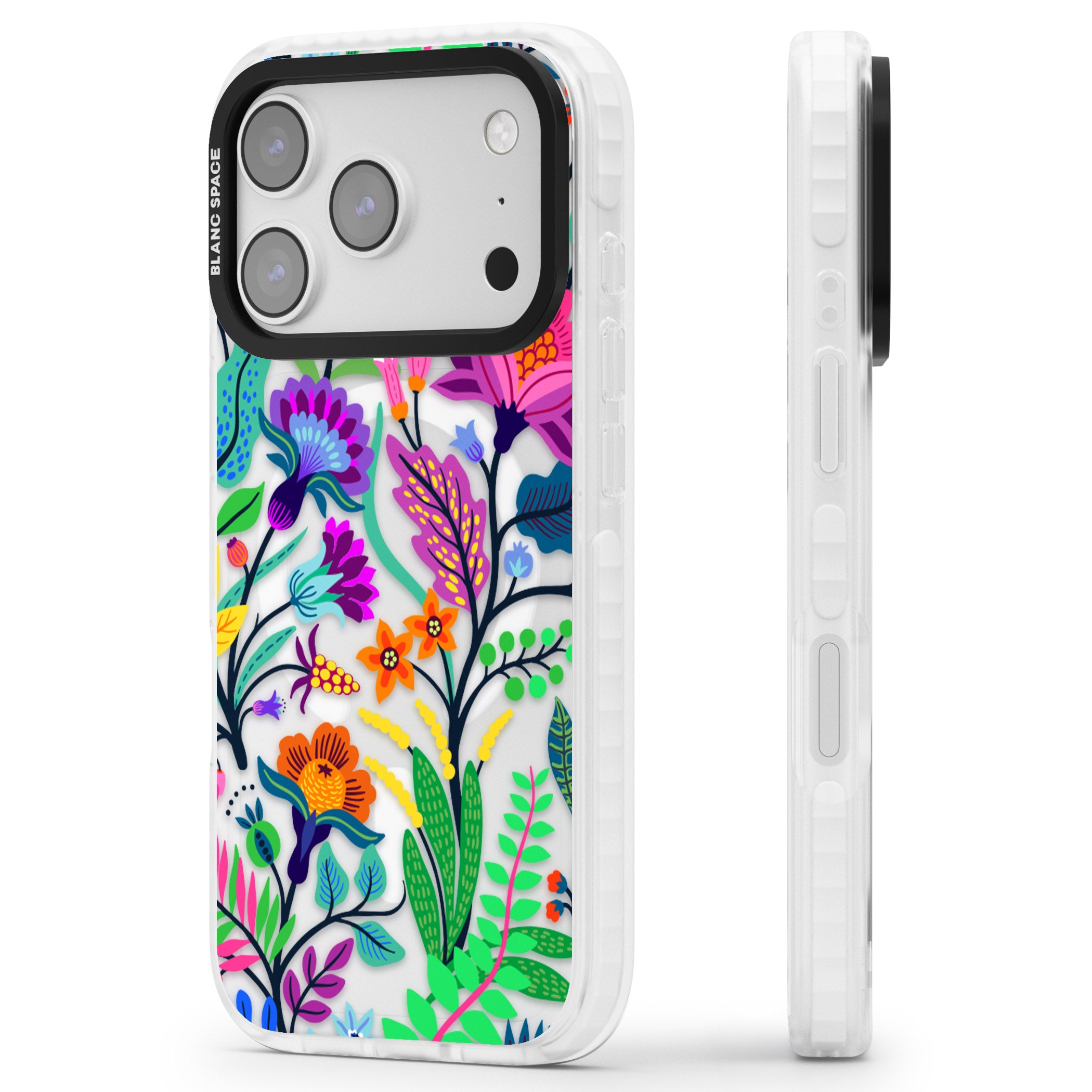 Floral Vibe iPhone 17 Pro Impact Pro Clear Phone Case Side Profile