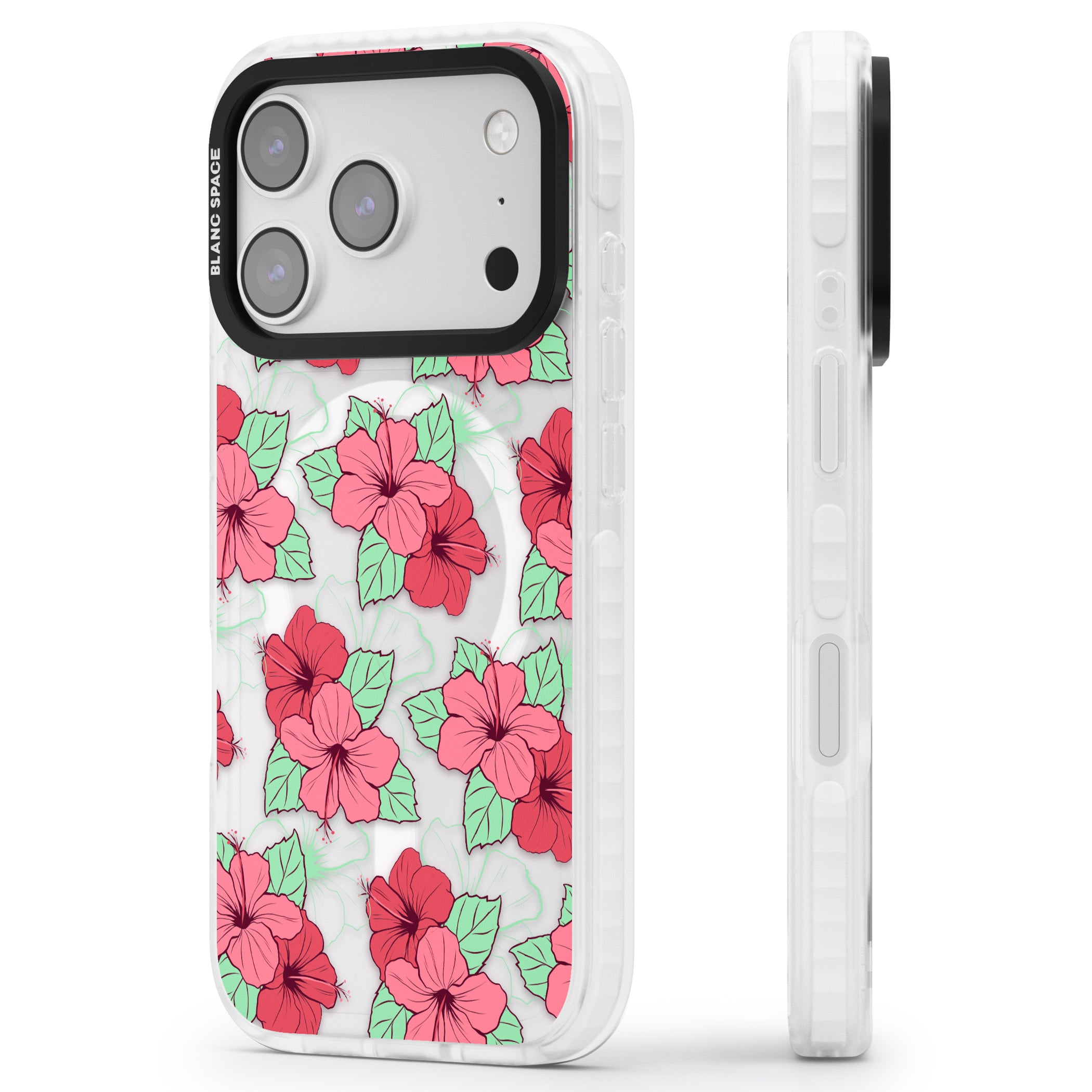 Pink Peony iPhone 17 Pro Impact Pro Clear Phone Case Side Profile
