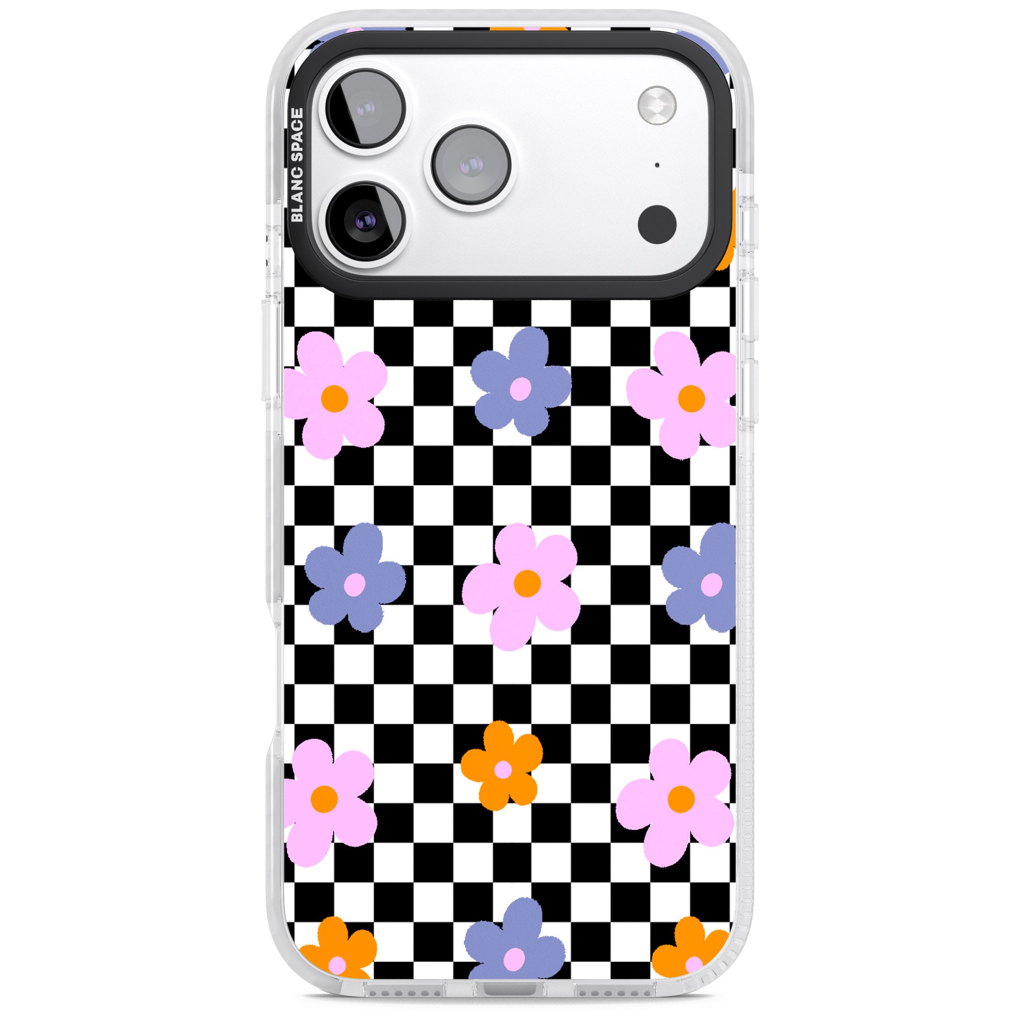 Checkered Blossom iPhone 17 Pro Impact Pro Clear Phone Case