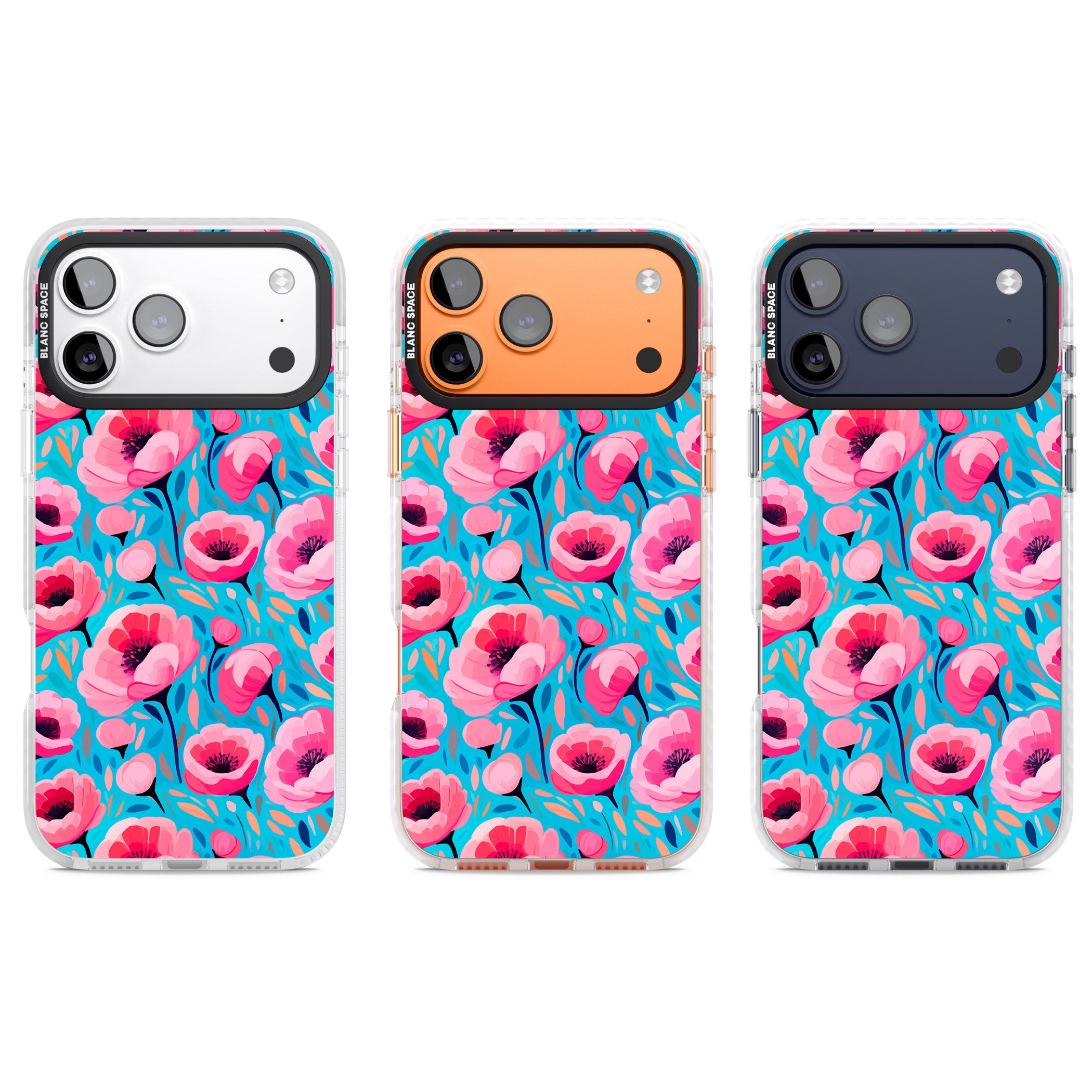 Tropical Pink Poppies iPhone 17 Pro Impact Pro Clear Phone Case APT Impact Protection