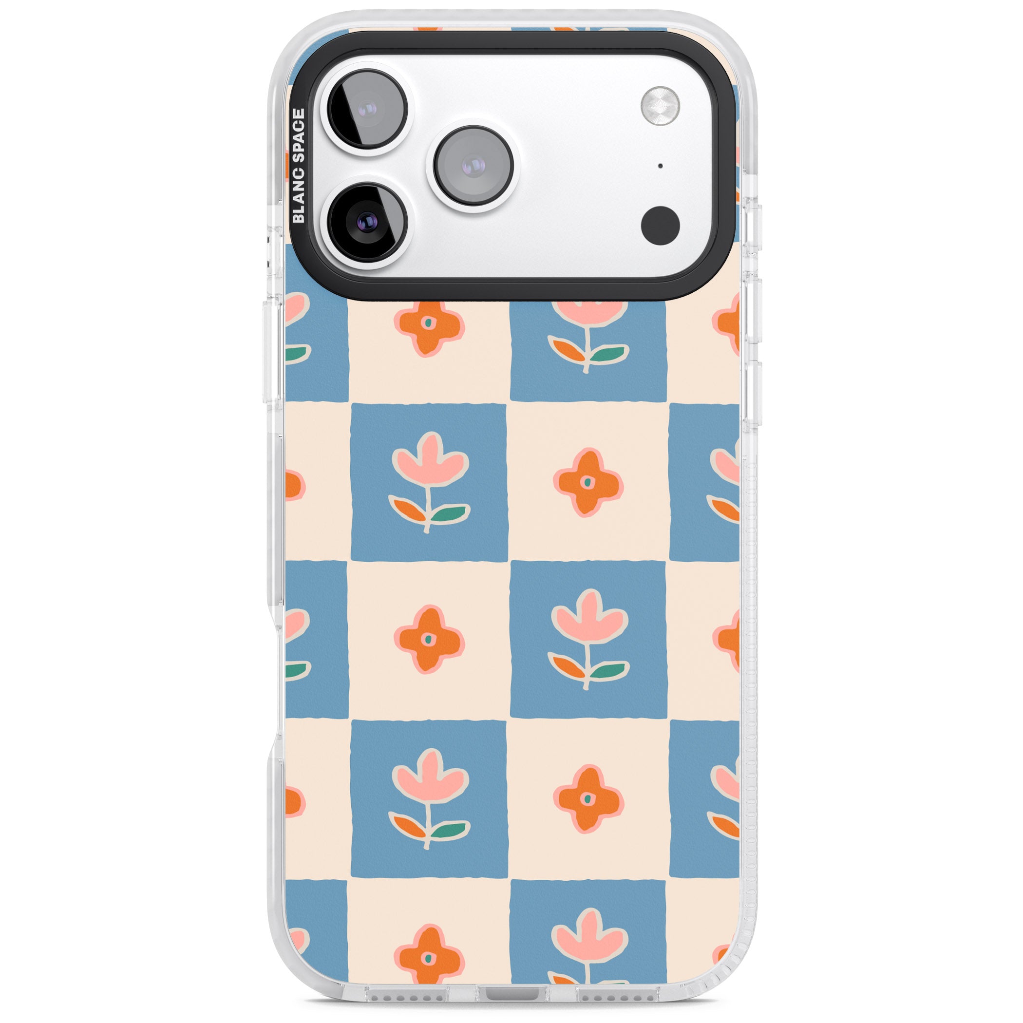 Vintage Bloom Checkered iPhone 17 Pro Impact Pro Clear Phone Case