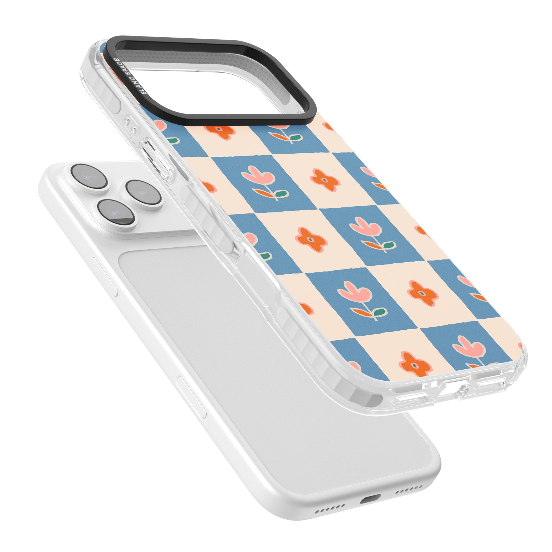 Vintage Bloom Checkered iPhone 17 Pro Impact Pro Clear Phone Case Colours