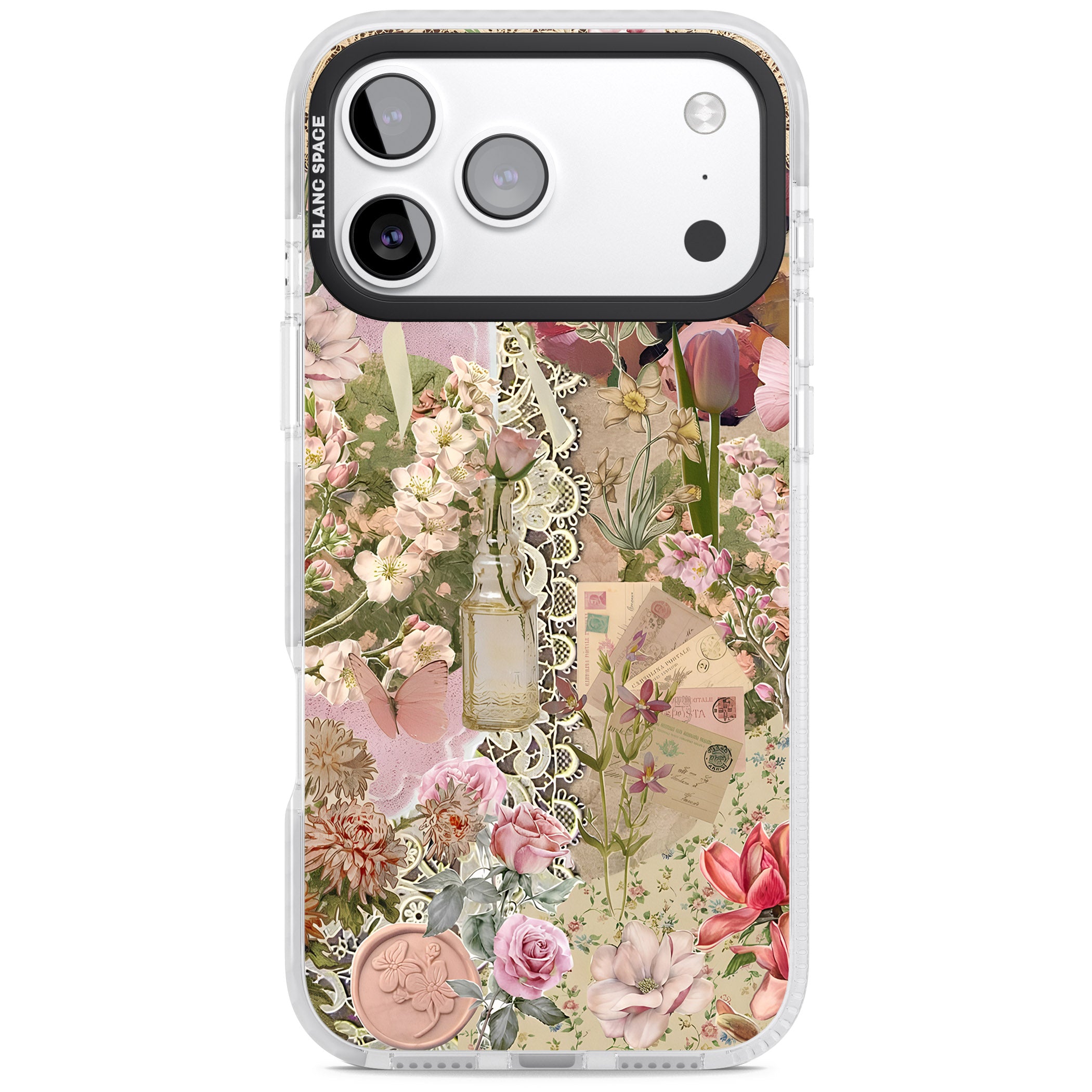 Soft Pink Flower Collage iPhone 17 Pro Impact Pro Clear Phone Case
