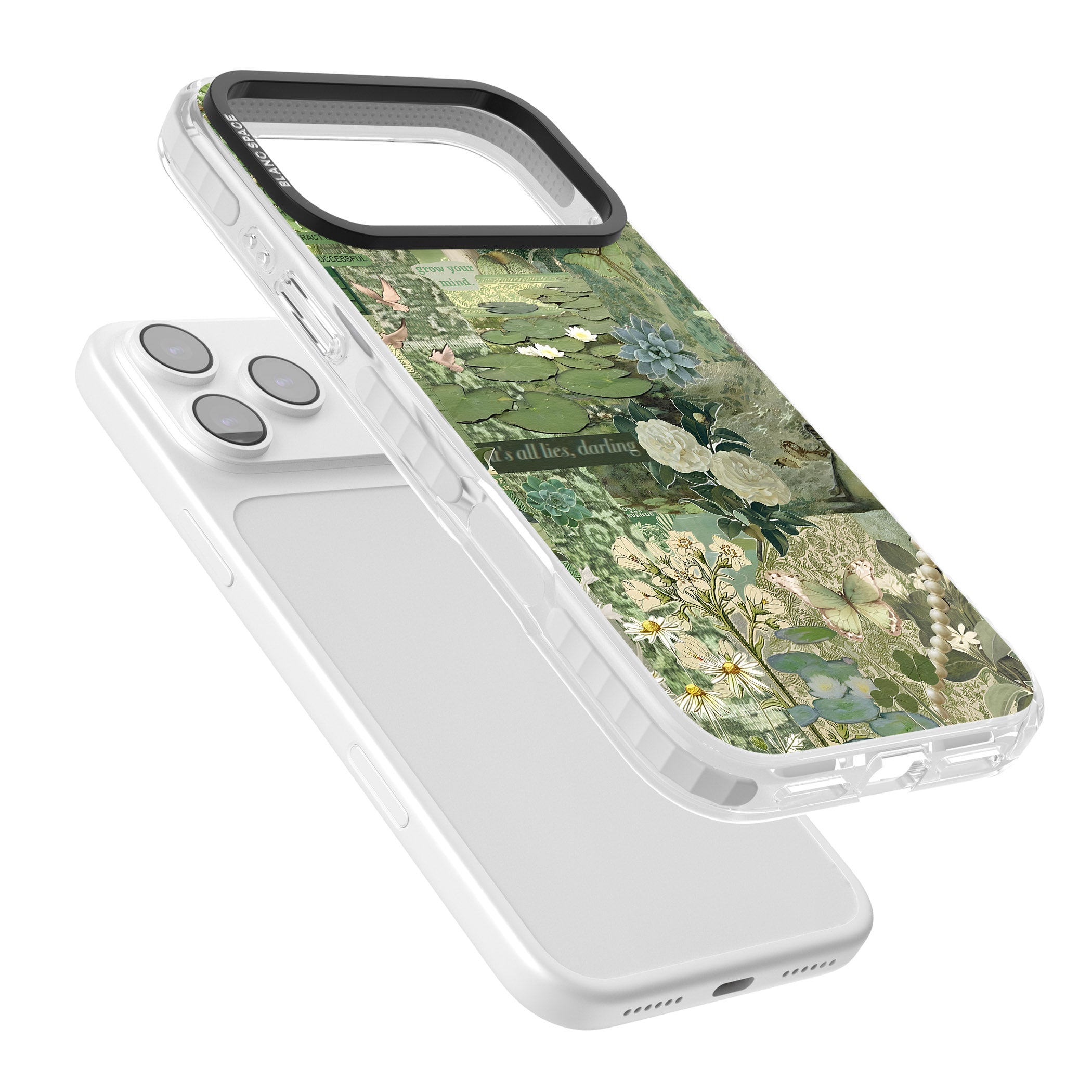 Sage Collage iPhone 17 Pro Impact Pro Clear Phone Case Colours