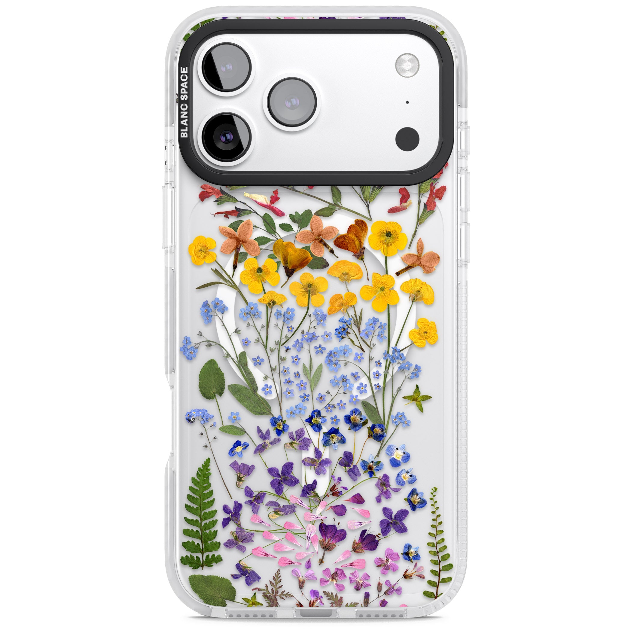 Pressed Wildflower Stripe iPhone 17 Pro Impact Pro Clear Phone Case