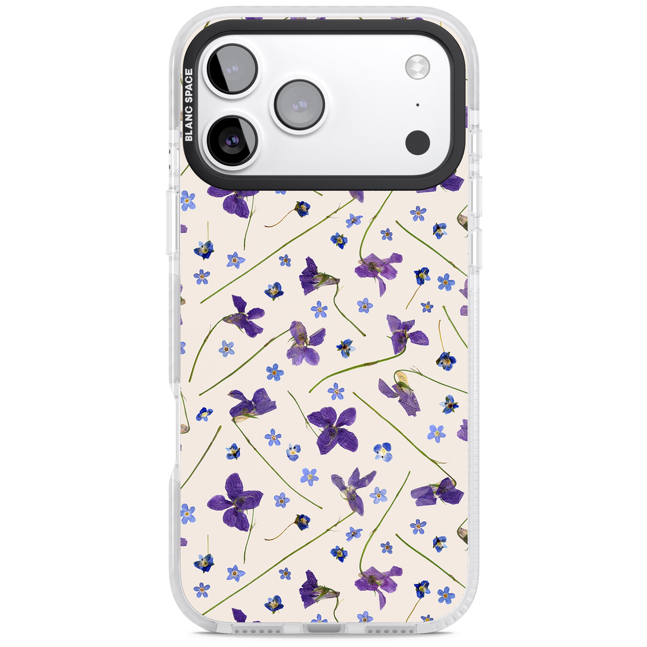 Violet Floral Dream Cream iPhone 17 Pro Impact Pro Clear Phone Case