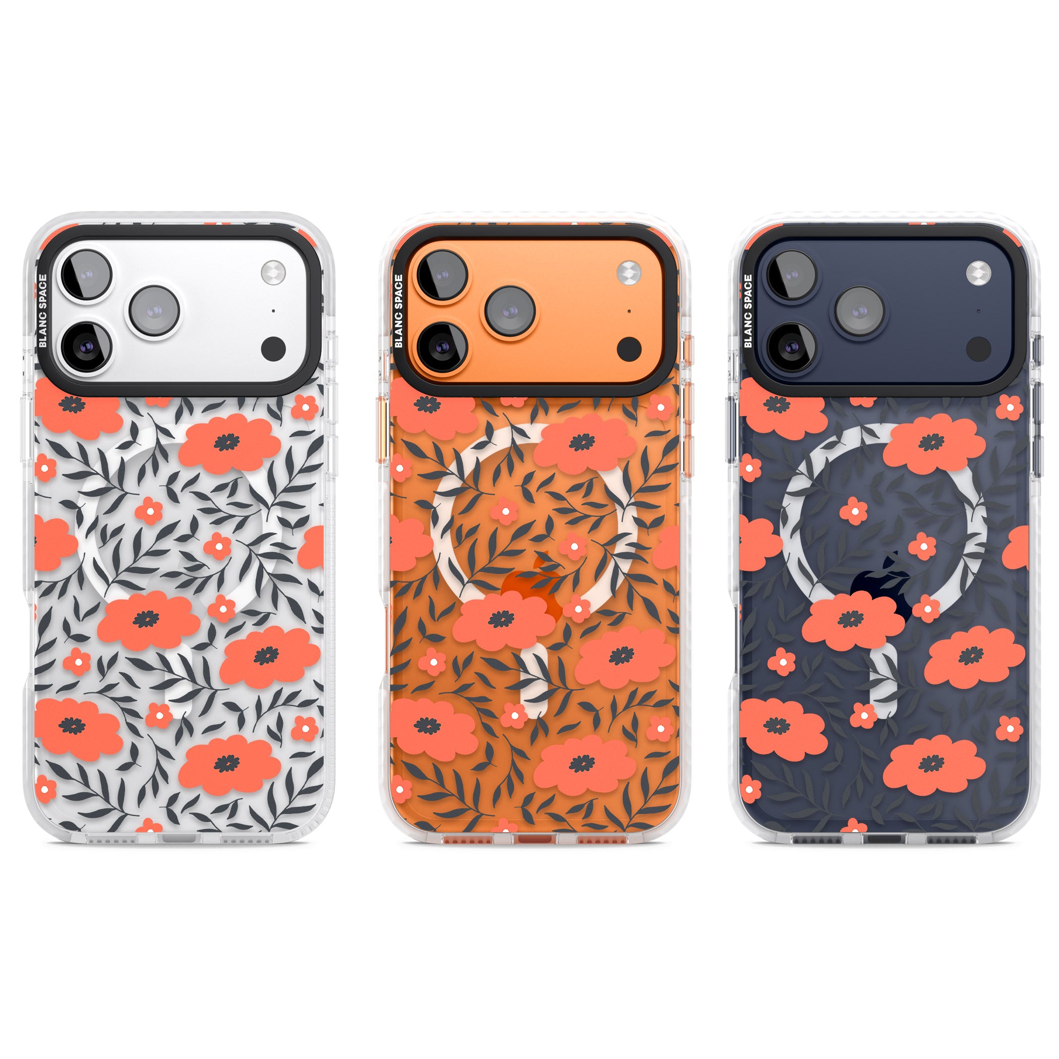 Red Poppy Floral iPhone 17 Pro Impact Pro Clear Phone Case APT Impact Protection