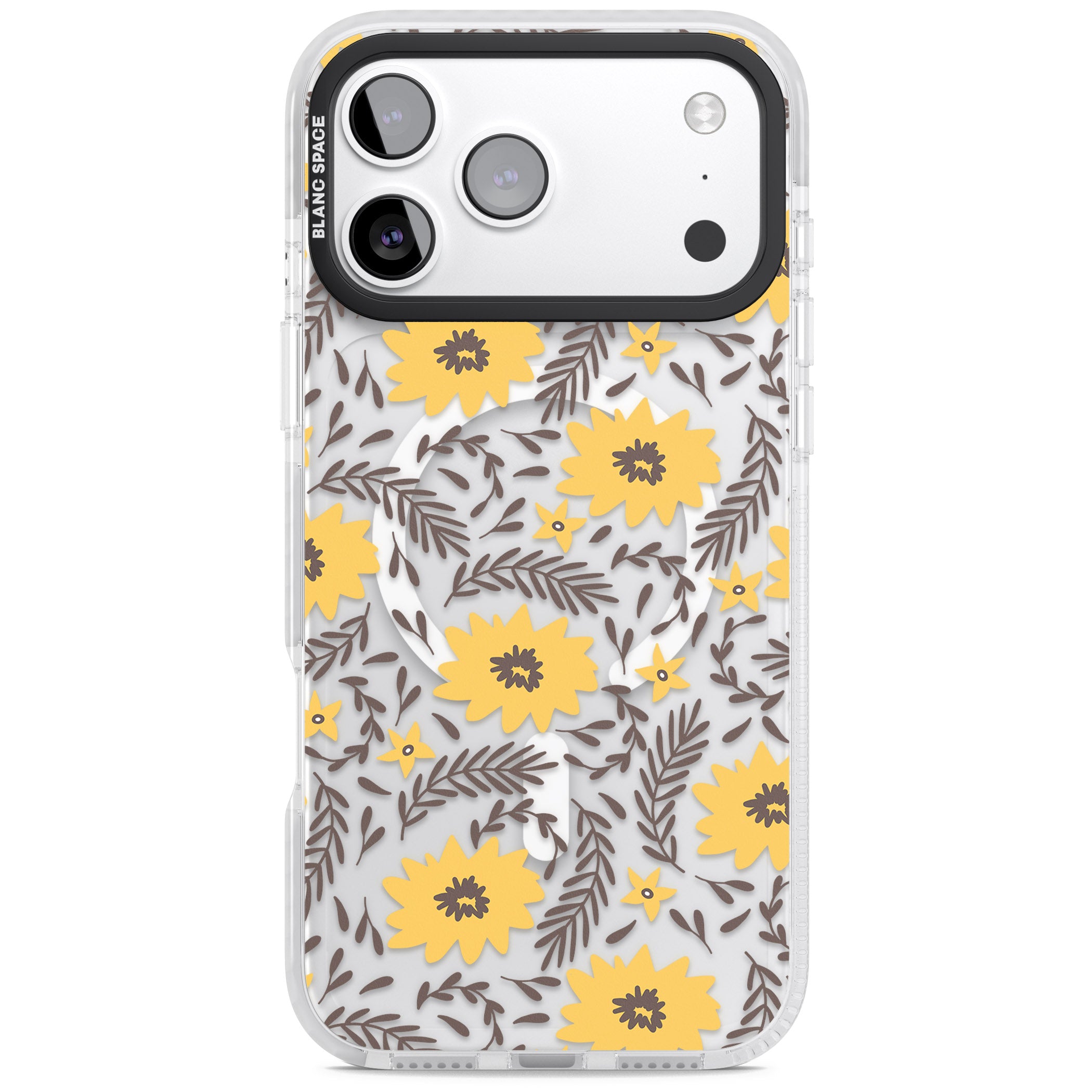 Yellow Blossoms Floral iPhone 17 Pro Impact Pro Clear Phone Case