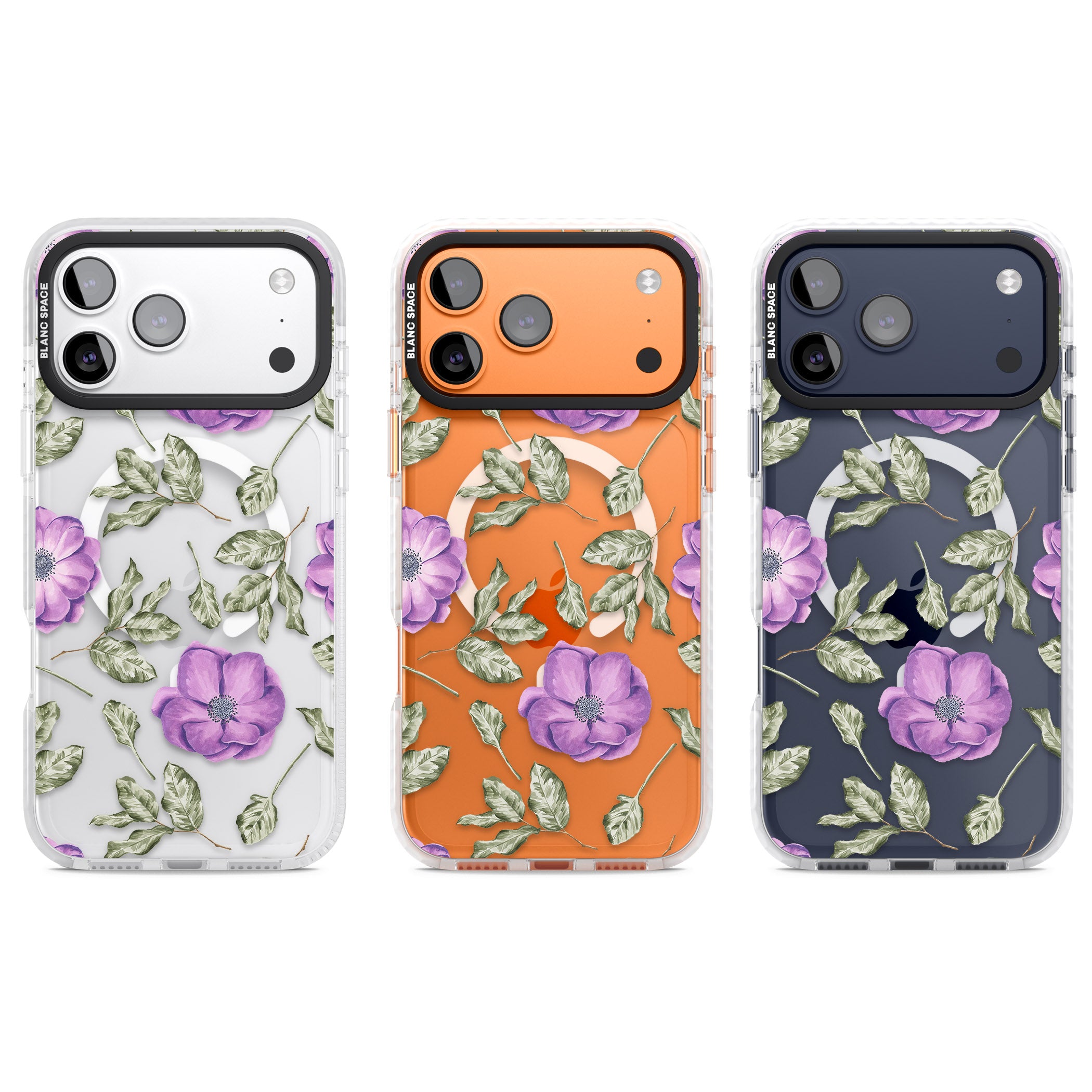 Purple Bloom Floral iPhone 17 Pro Impact Pro Clear Phone Case APT Impact Protection