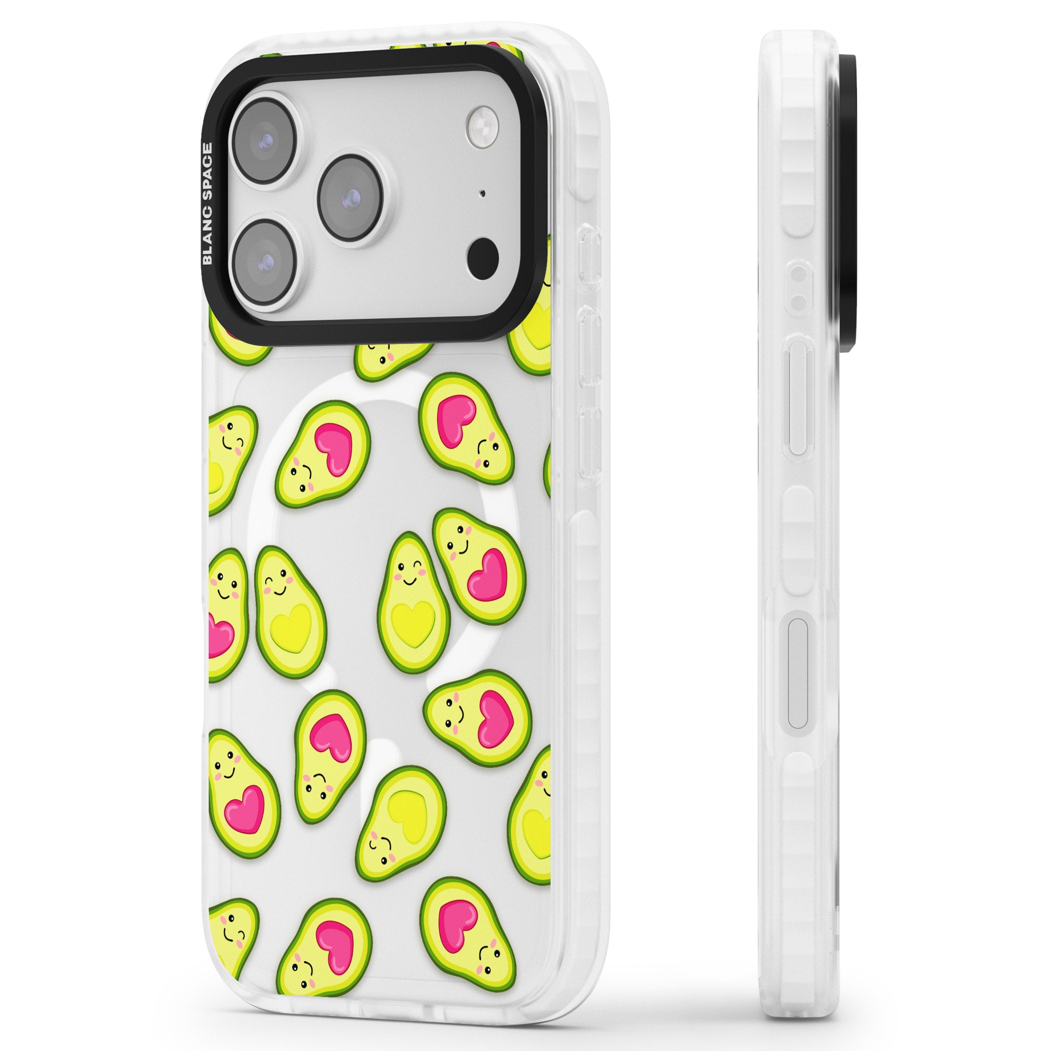 Avocado Love iPhone 17 Pro Impact Pro Clear Phone Case Side Profile
