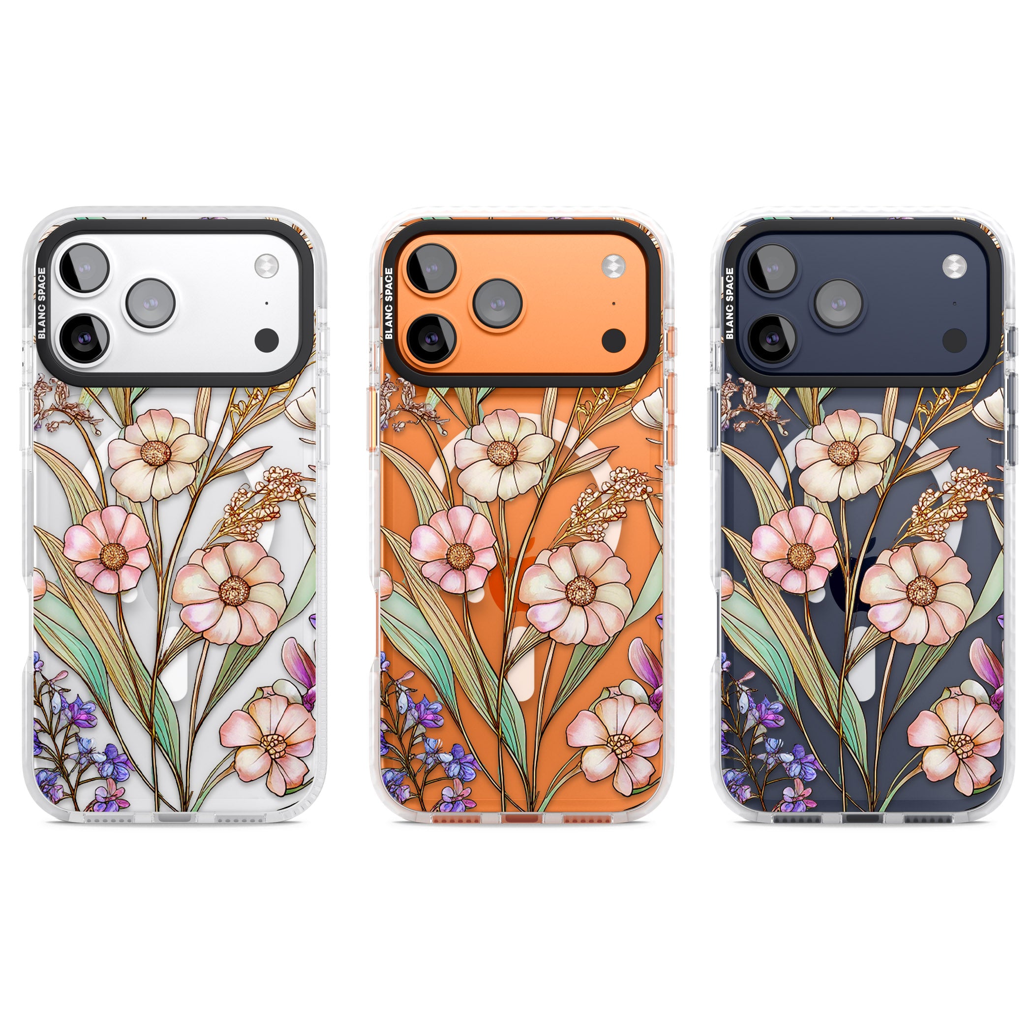 Glass Spring Flowers iPhone 17 Pro Impact Pro Clear Phone Case APT Impact Protection