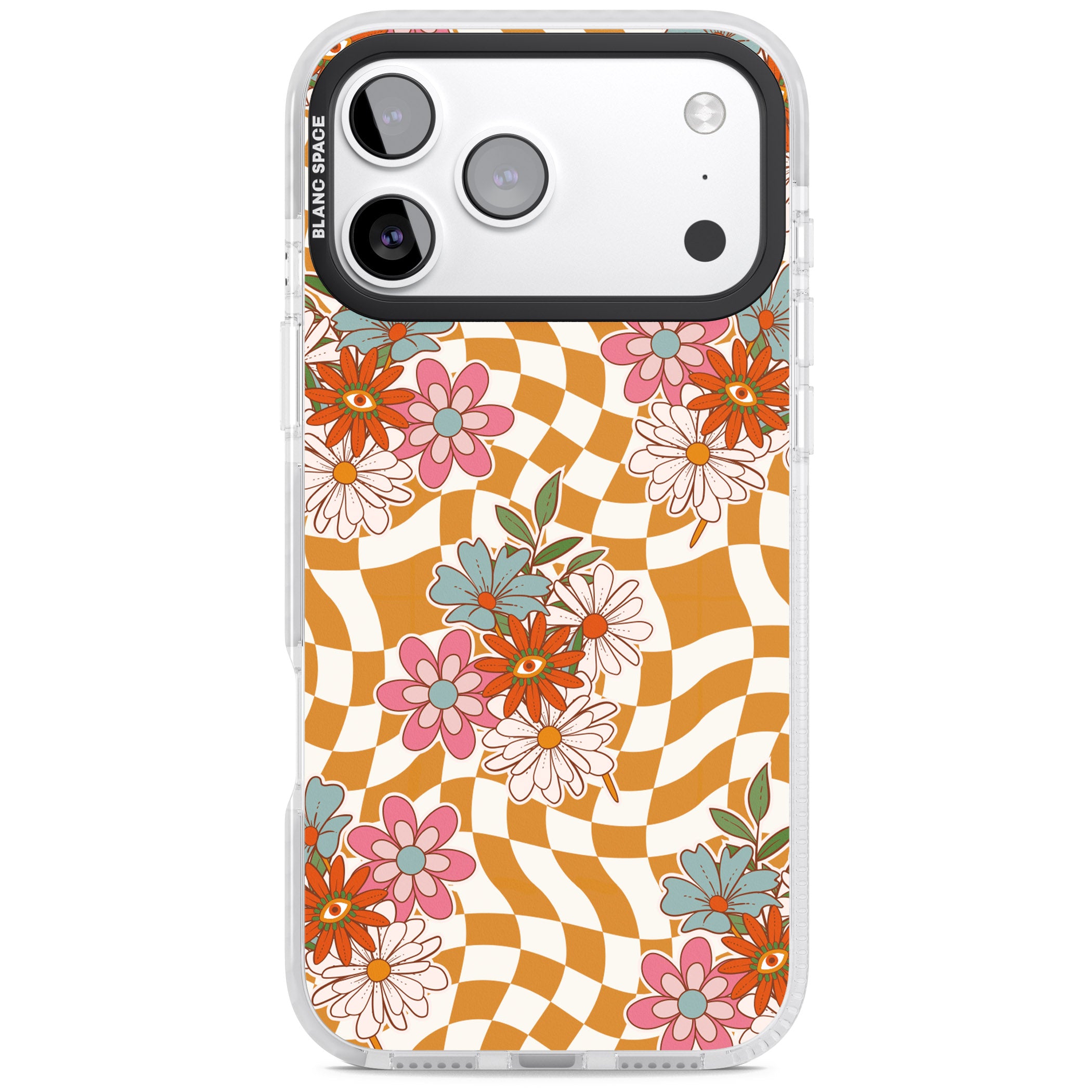 Wavy Checked Bloom iPhone 17 Pro Impact Pro Clear Phone Case