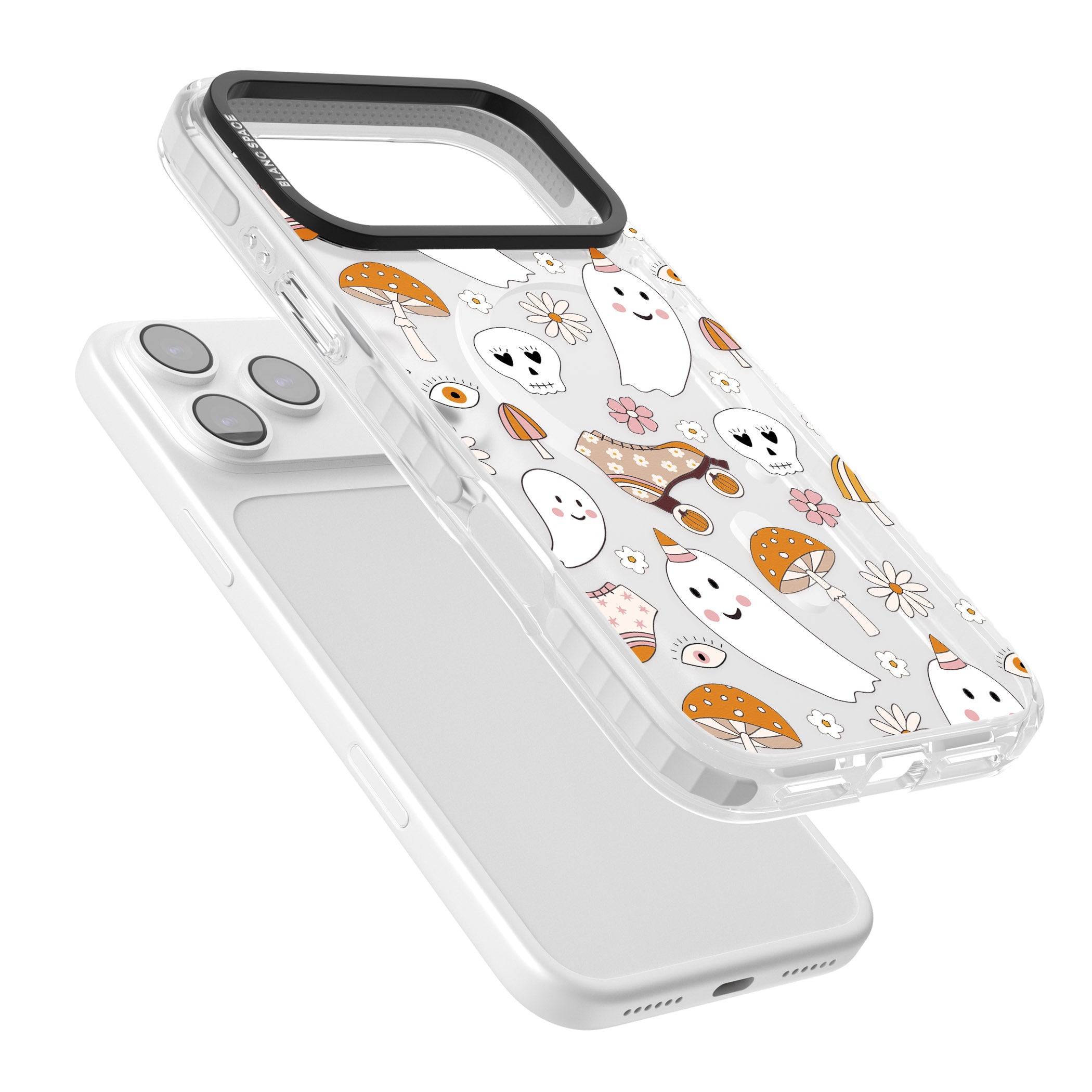 Cute Ghost And Skulls Pattern iPhone 17 Pro Impact Pro Clear Phone Case Colours