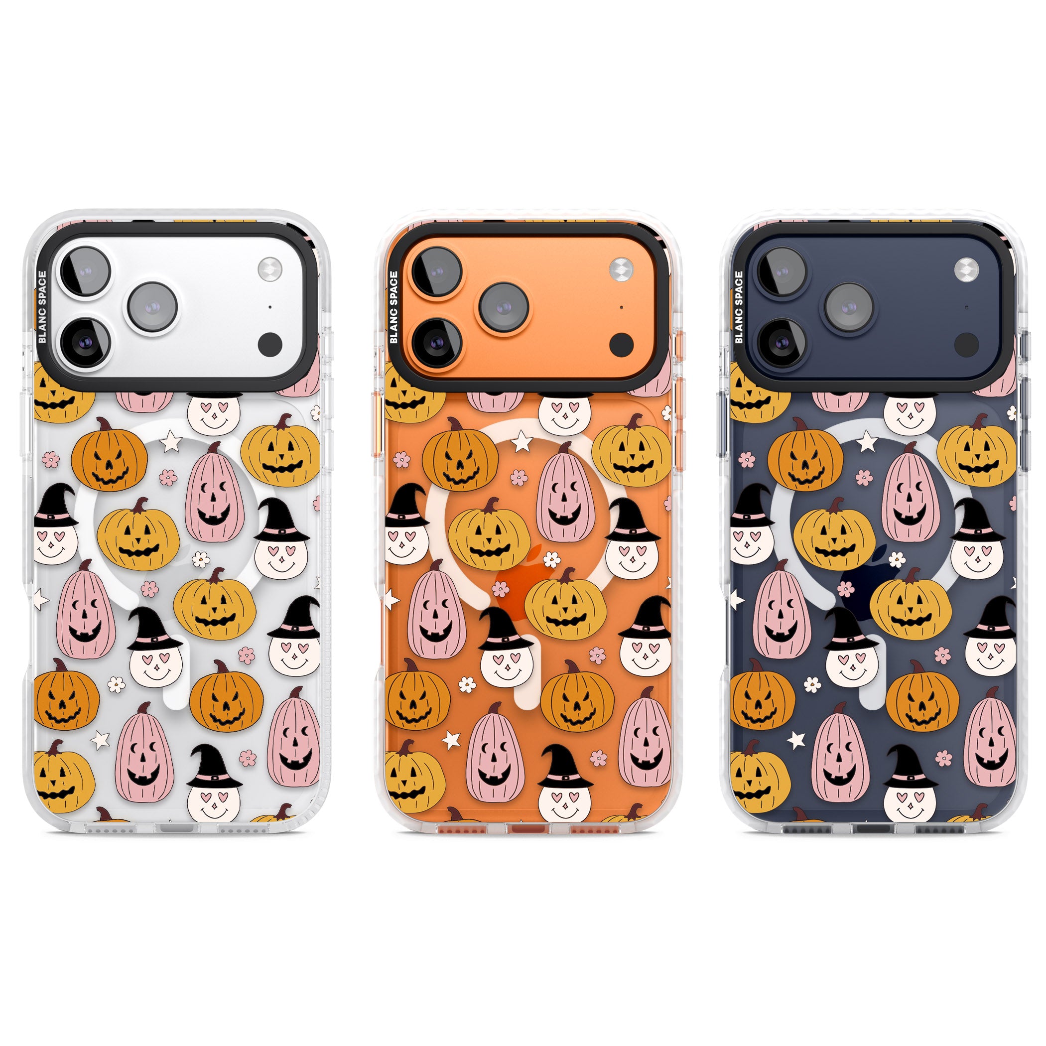 Witches And Pumpkins Pattern iPhone 17 Pro Impact Pro Clear Phone Case APT Impact Protection