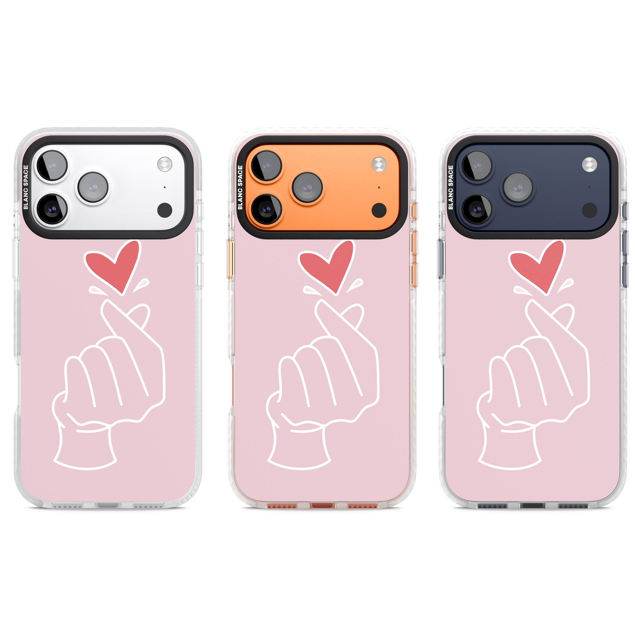 Pink Heart Hand iPhone 17 Pro Impact Pro Clear Phone Case APT Impact Protection