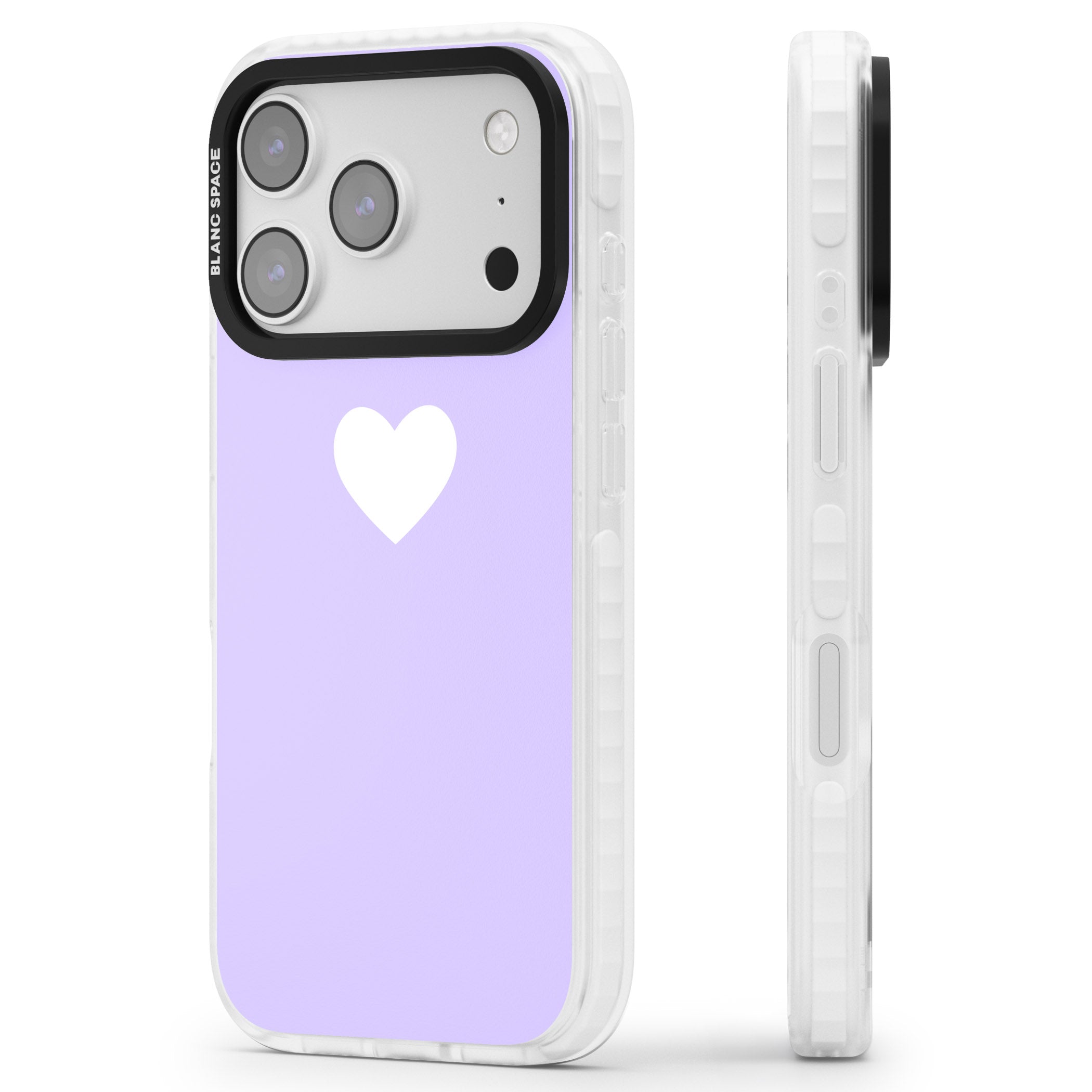 Pale Purple Heart iPhone 17 Pro Impact Pro Clear Phone Case Side Profile