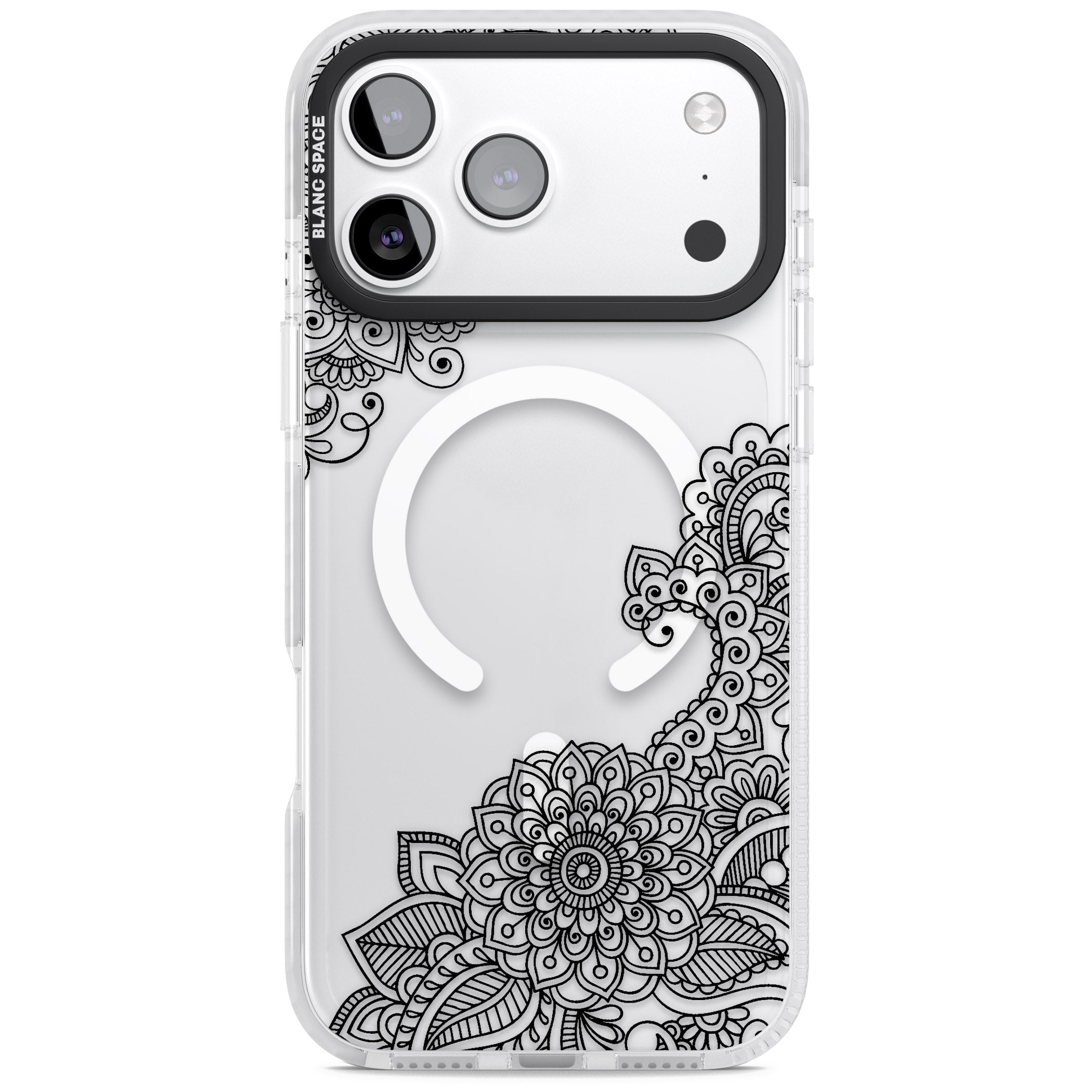 Black Henna Botanicals iPhone 17 Pro Impact Pro Clear Phone Case