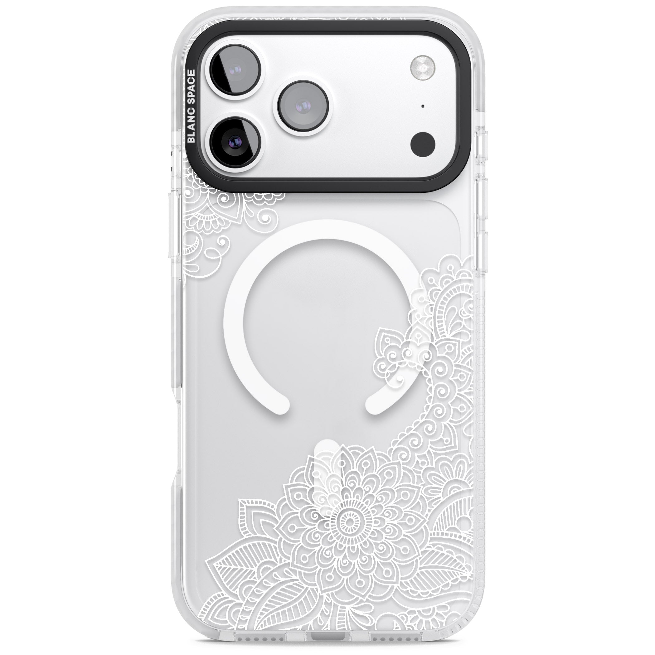 White Henna Botanicals iPhone 17 Pro Impact Pro Clear Phone Case