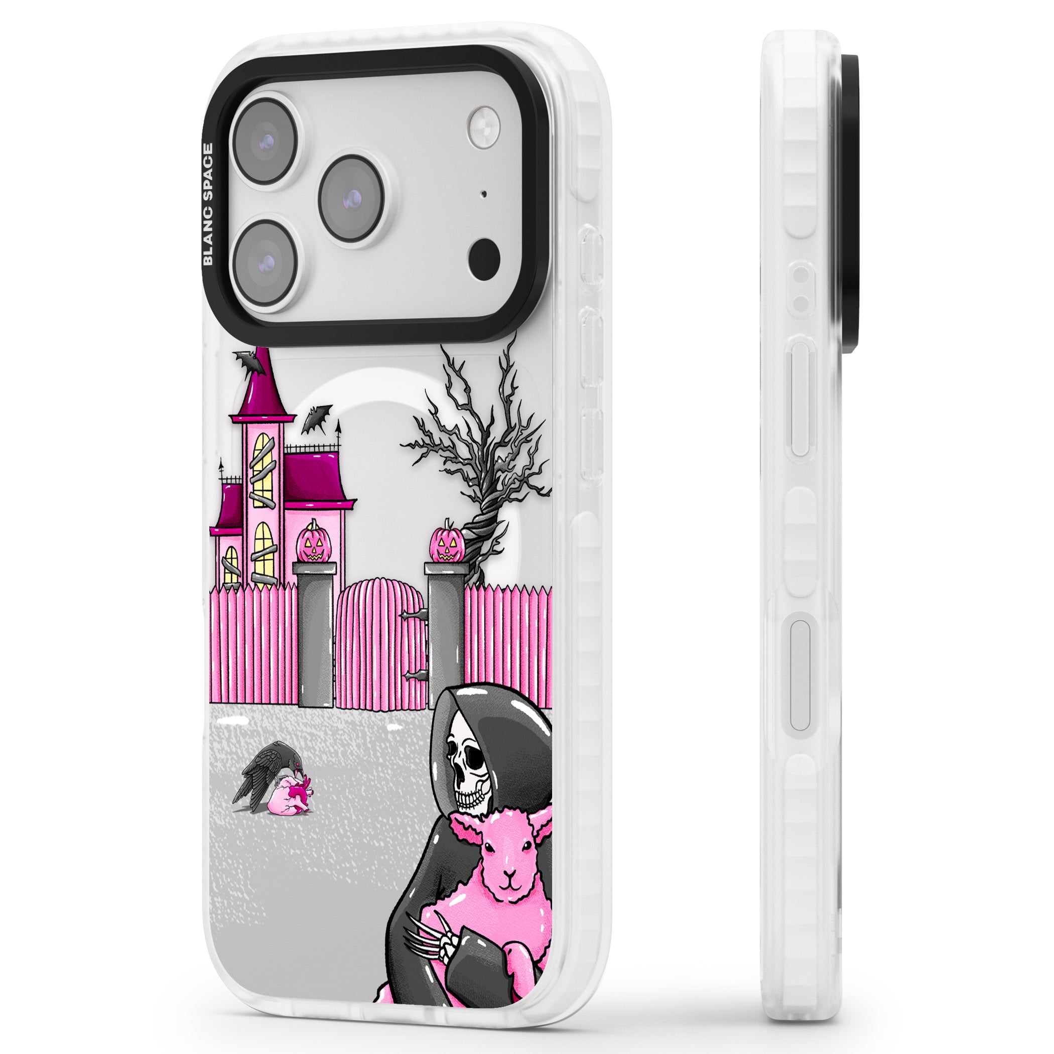 Left With My Heart iPhone 17 Pro Impact Pro Clear Phone Case Side Profile