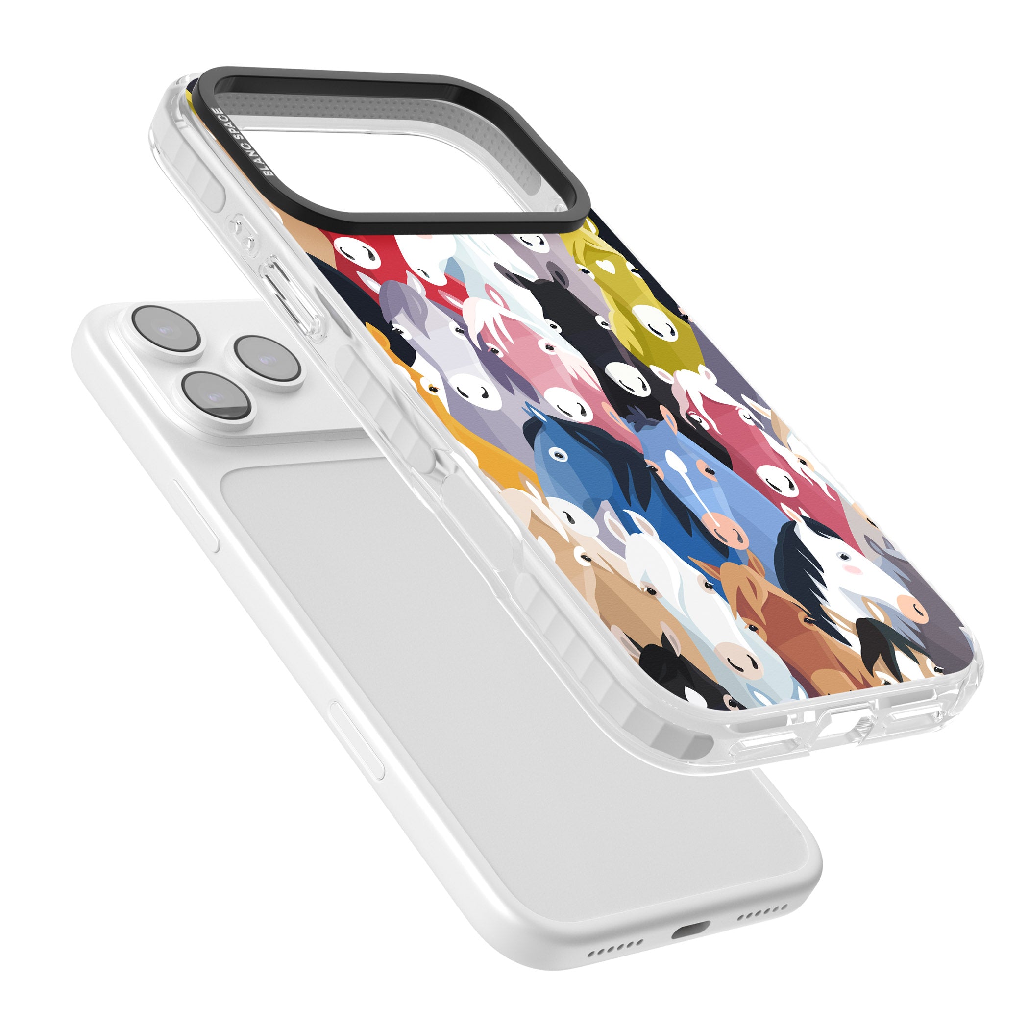Colourful Horse Pattern iPhone 17 Pro Impact Pro Clear Phone Case Colours