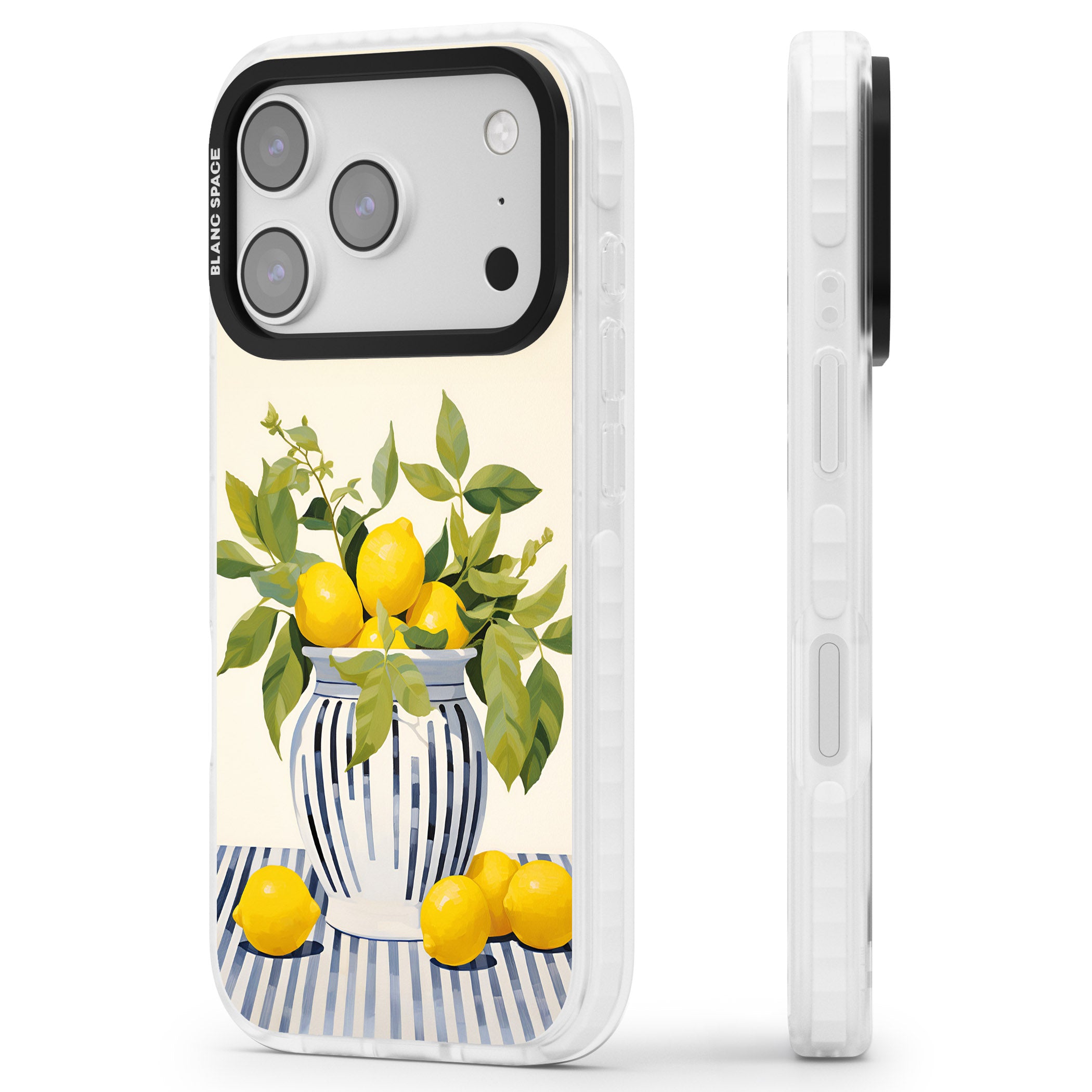 Lemon Plant Vase iPhone 17 Pro Impact Pro Clear Phone Case Side Profile