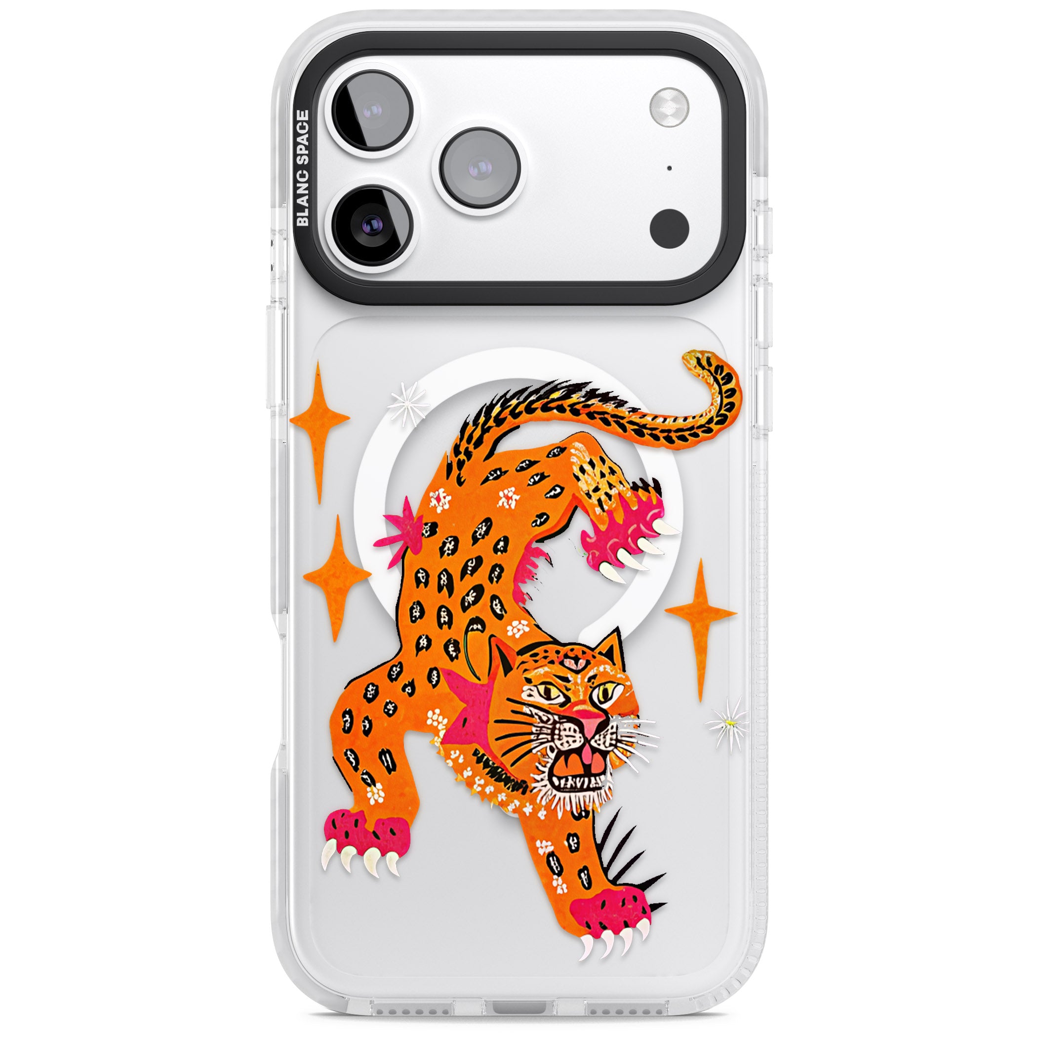 Fierce Jaguar Clear Tiger Wallpaper iPhone Case | Blanc