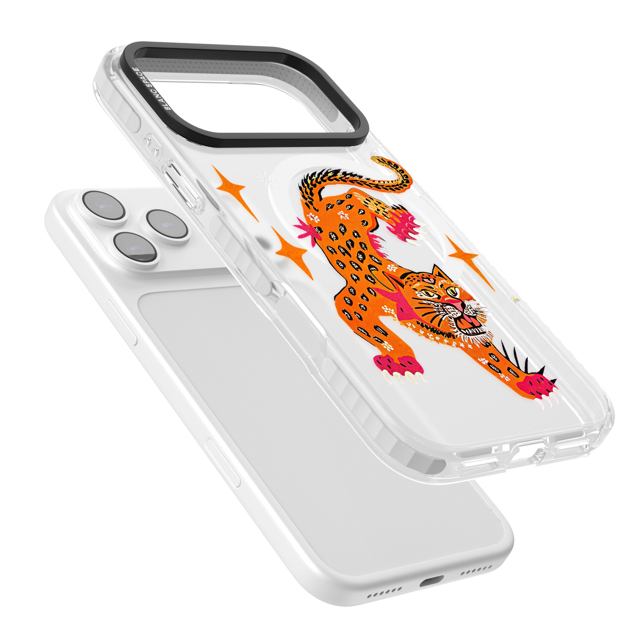 Fierce Jaguar Clear Tiger Wallpaper iPhone Case | Blanc