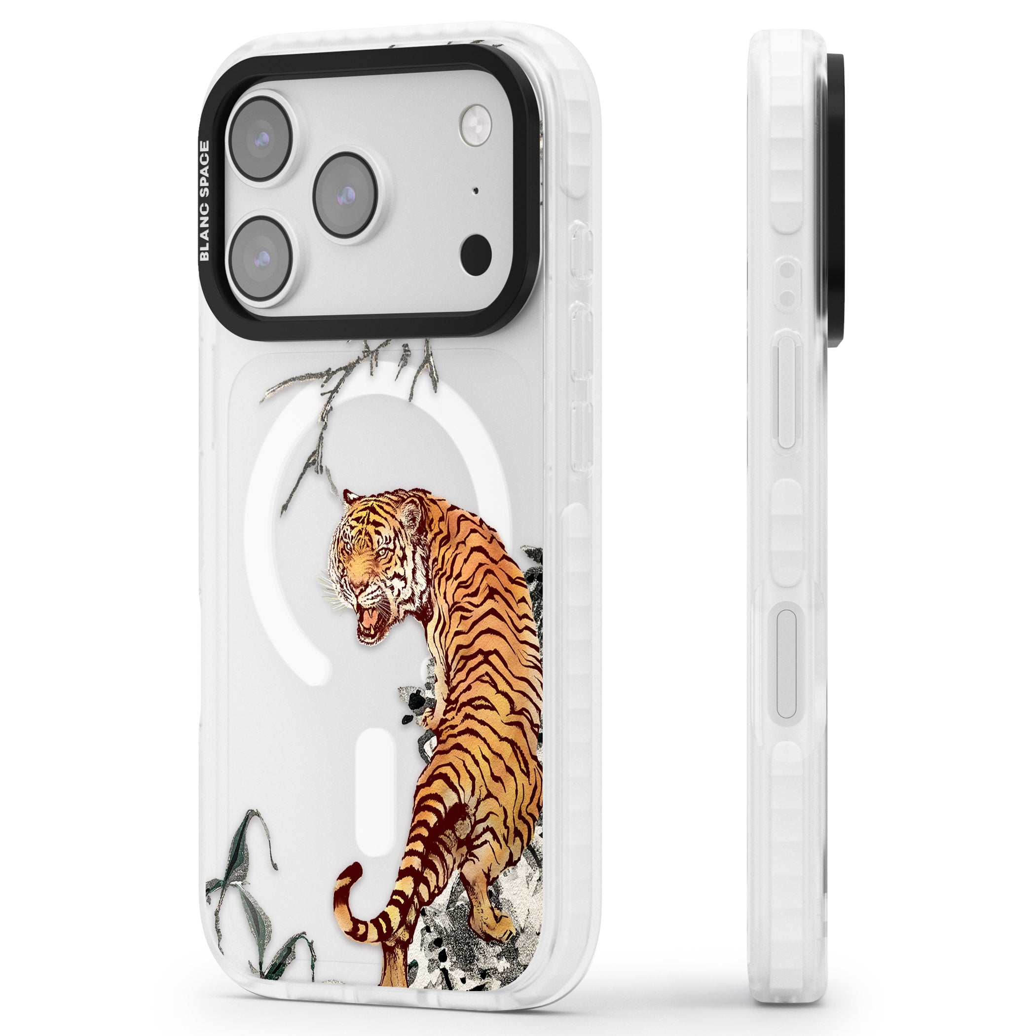 Roaring Tiger iPhone 17 Pro Impact Pro Clear Phone Case Side Profile