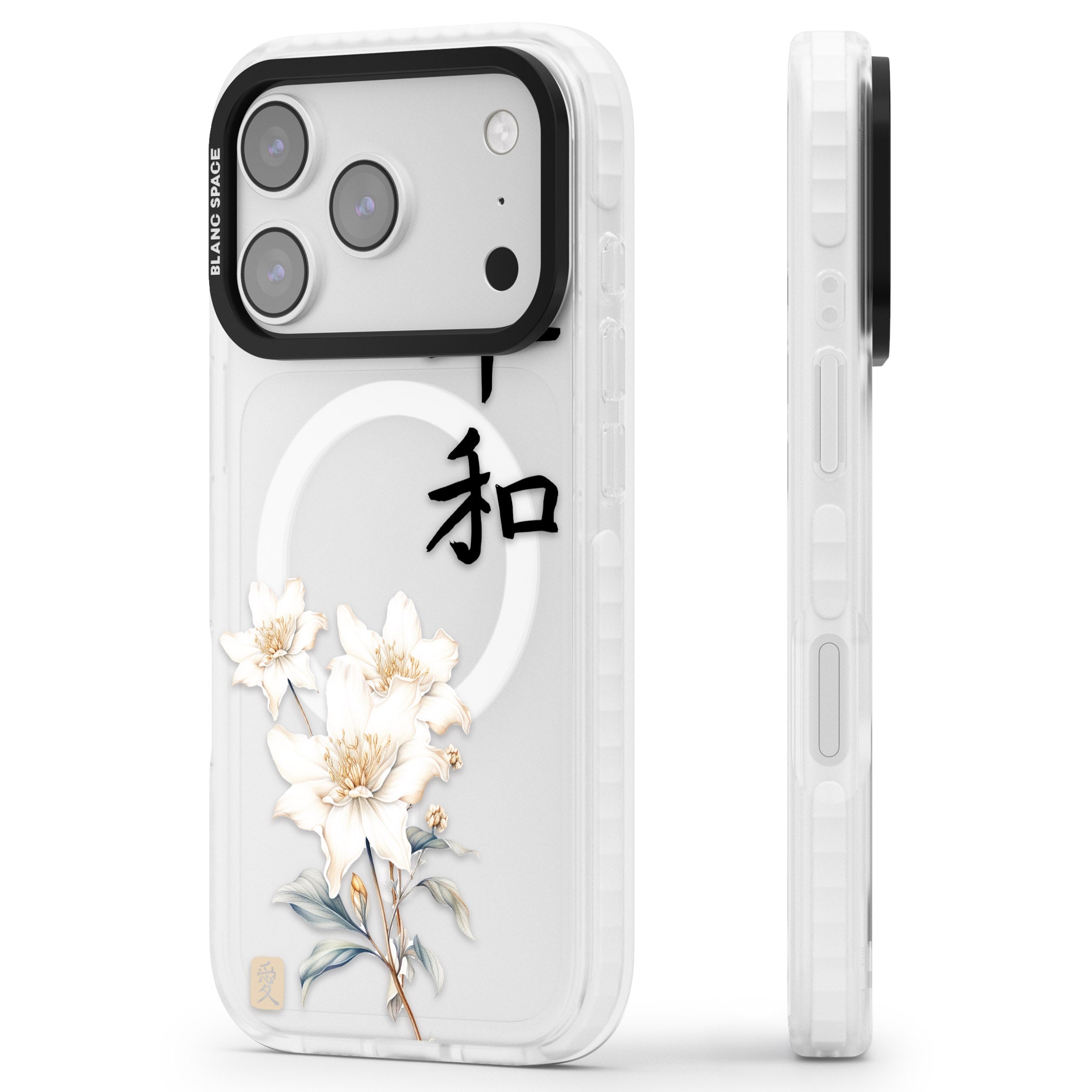 Peace And Flowers iPhone 17 Pro Impact Pro Clear Phone Case Side Profile
