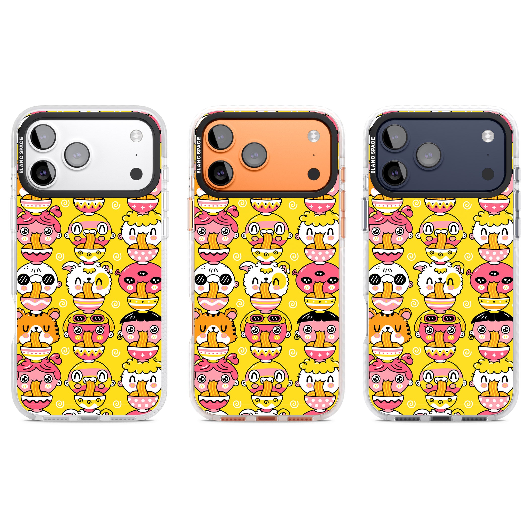 Ramen Noodle Kawaii Pattern iPhone 17 Pro Impact Pro Clear Phone Case APT Impact Protection