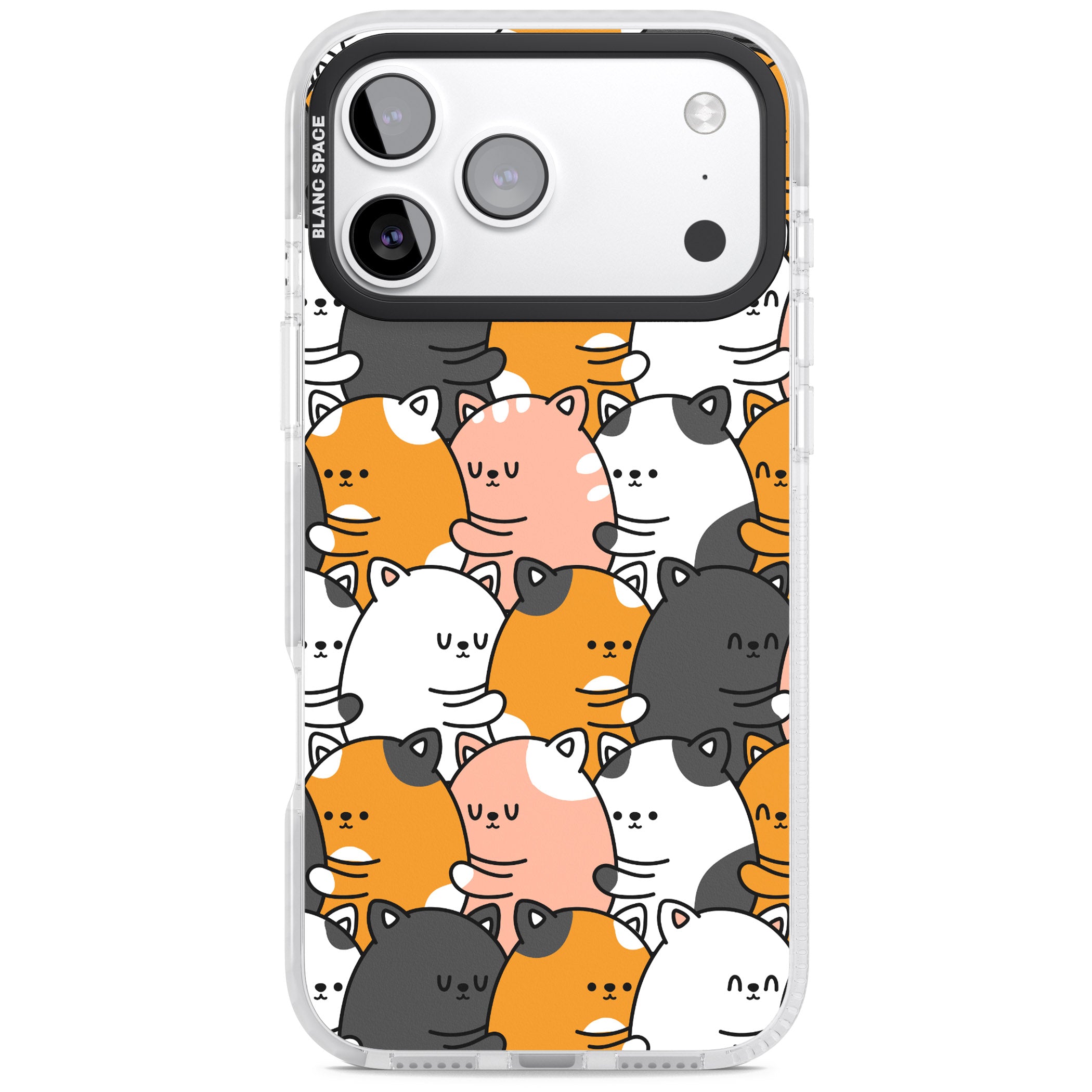 Spooning Cats Kawaii Pattern iPhone 17 Pro Impact Pro Clear Phone Case