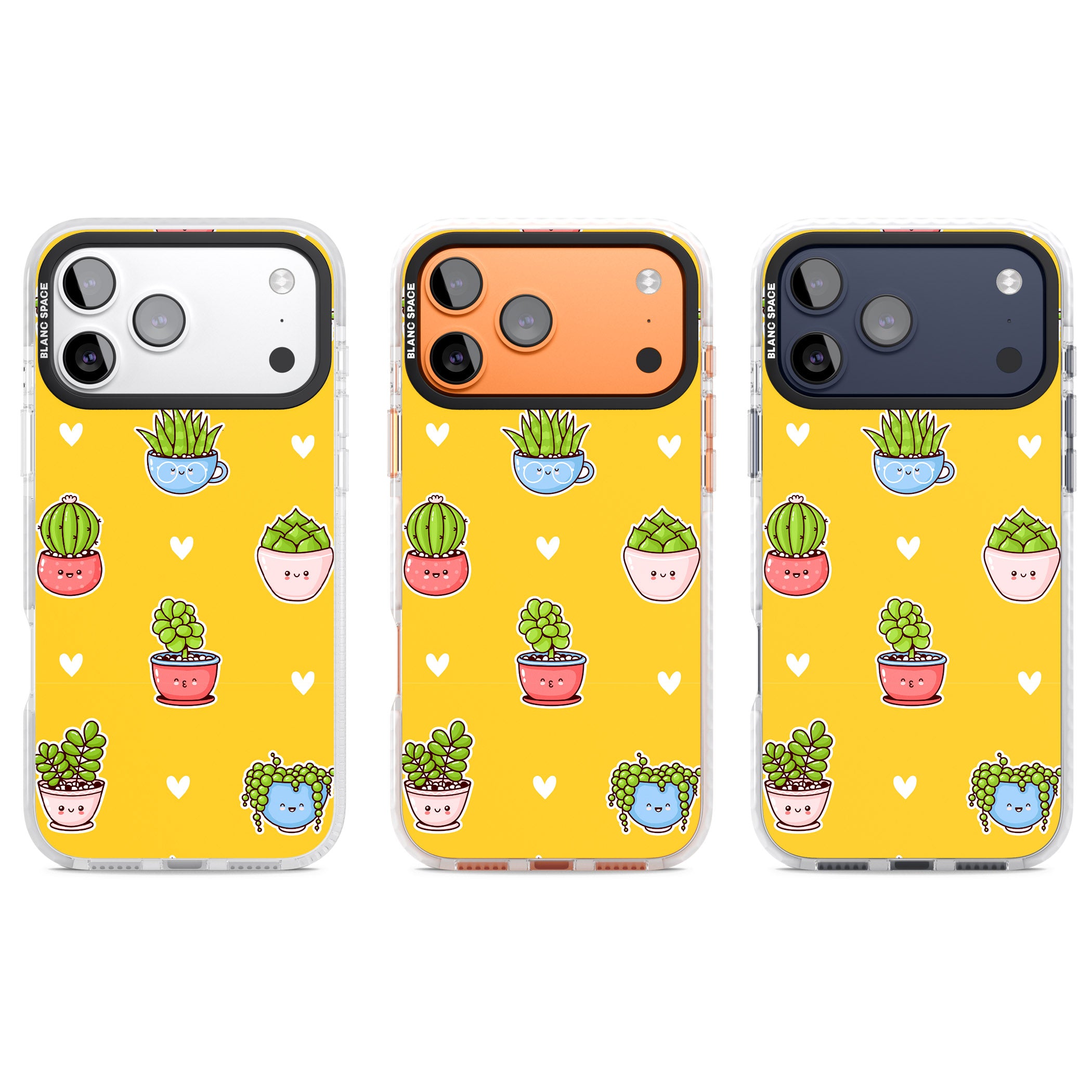 Plant Faces Kawaii Pattern iPhone 17 Pro Impact Pro Clear Phone Case APT Impact Protection