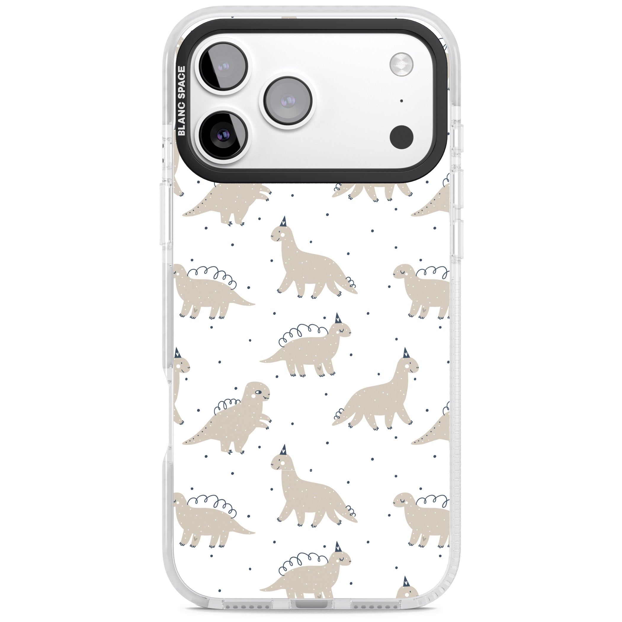 Party Dino Pattern iPhone 17 Pro Impact Pro Clear Phone Case