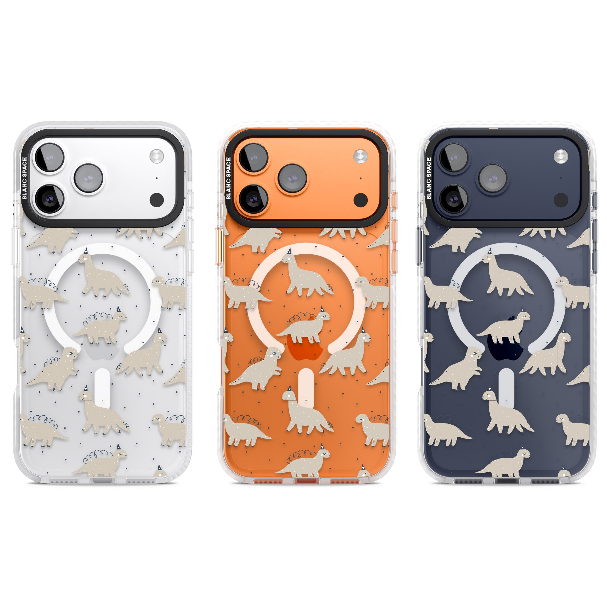 Adorable Dino Pattern iPhone 17 Pro Impact Pro Clear Phone Case APT Impact Protection